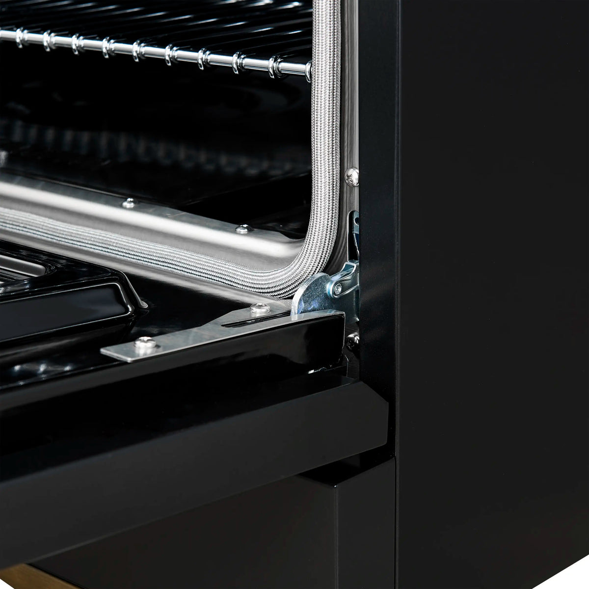 Forno 4-Piece Appliance Package - 36-Inch Gas Range, 60-Inch Convertible Refrigerator with Modern Grille Trim, Dishwasher, and 24-Inch Microwave Oven in Black with Antique Brass Trim