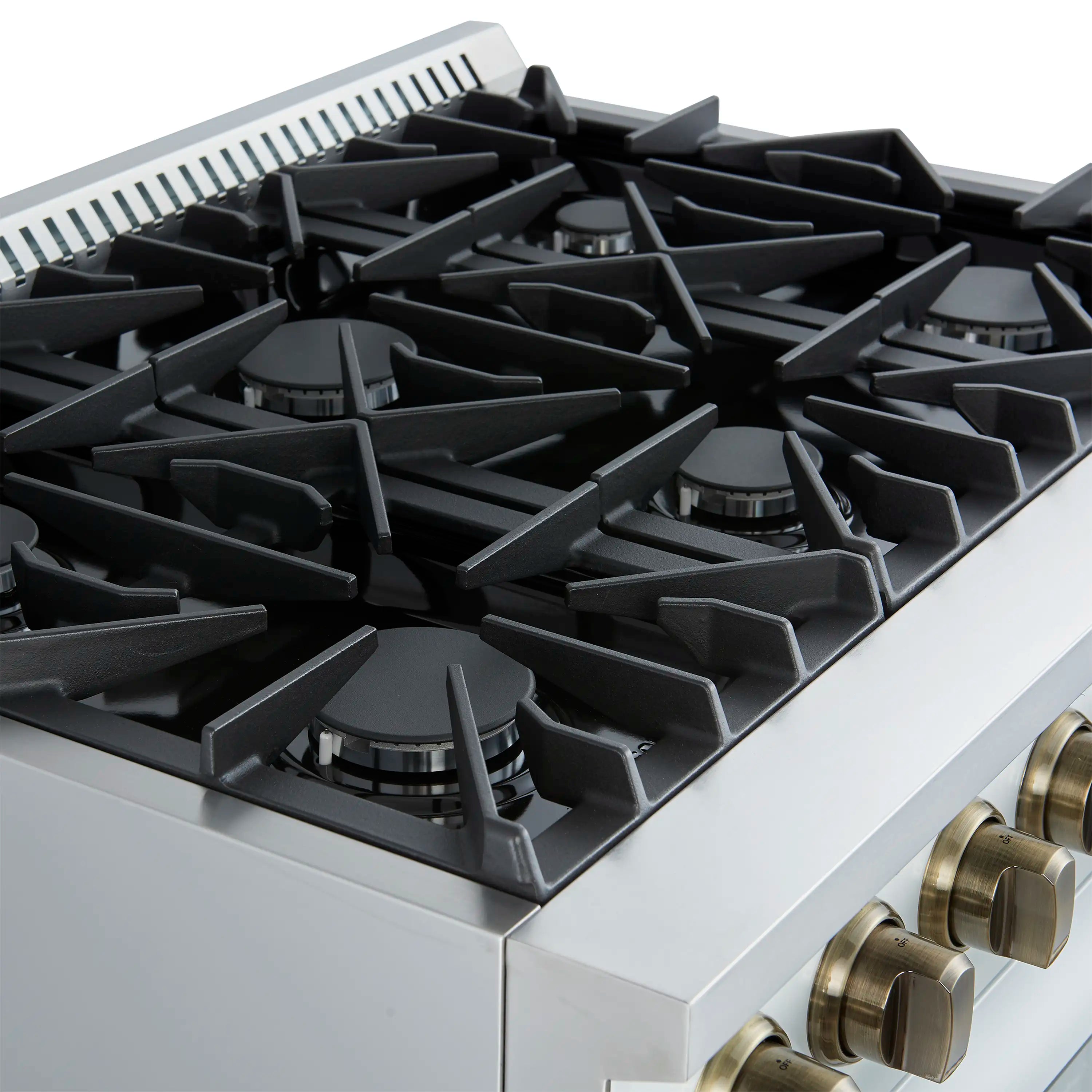 Forno Marco 36-Inch Gas Range with 6 Burners and 5.36 Cu.Ft. Convection Oven in White with Antique Brass Trim (FFSGS6277-36WHT)