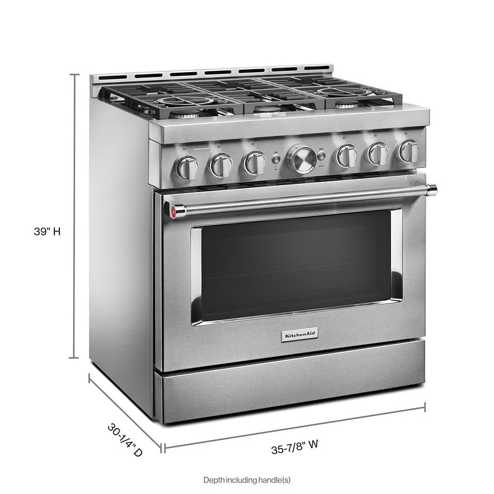 KitchenAid KFGC506JSS 36'' Smart Commercial-style Gas Range With 6 Burners Stainless Steel