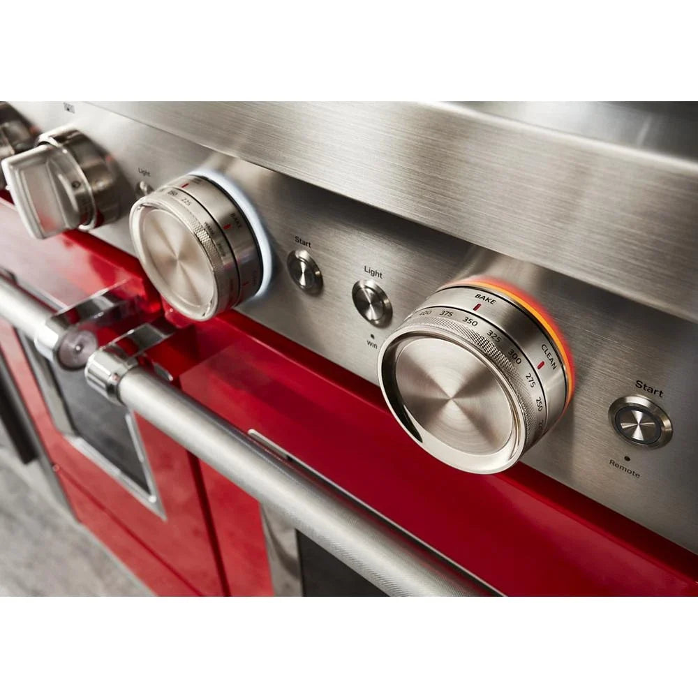KitchenAid KFGC558JPA 48'' Smart Commercial-Style Gas Range with Griddle Passion Red
