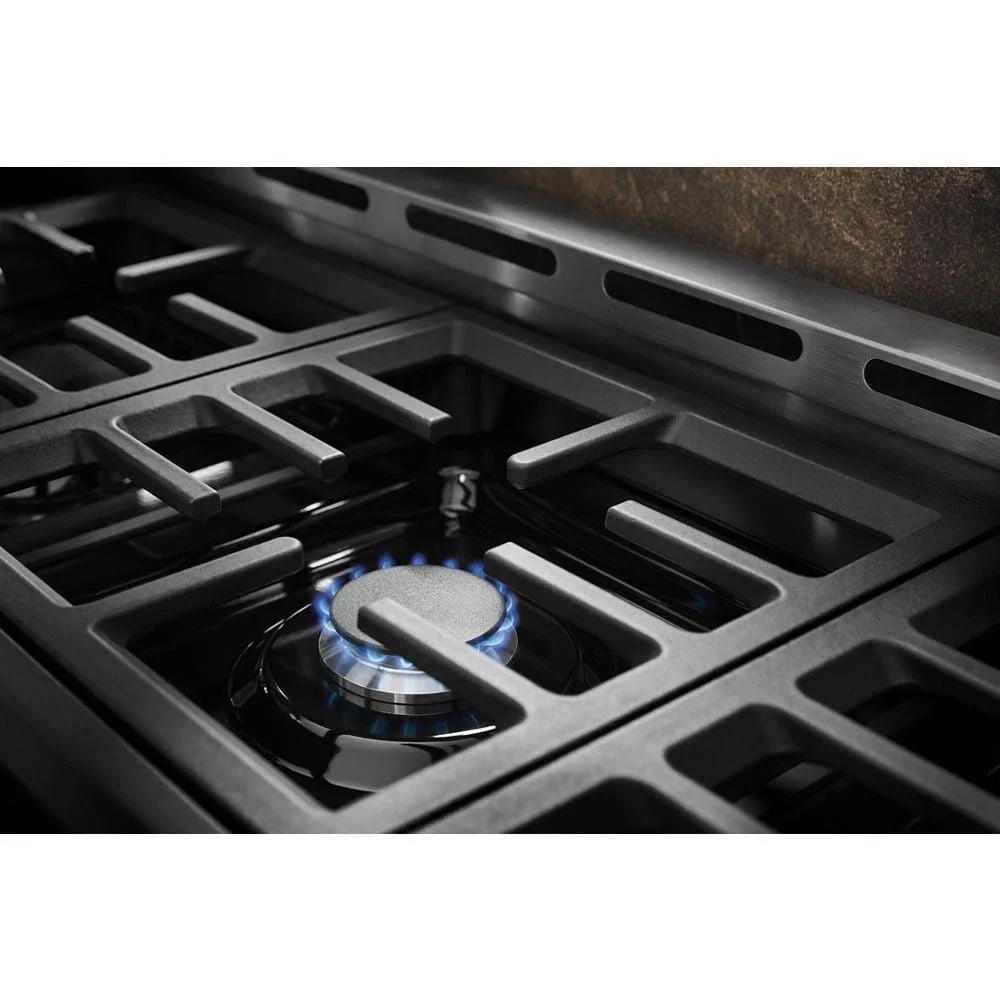 KitchenAid KFGC558JPA 48'' Smart Commercial-Style Gas Range with Griddle Passion Red