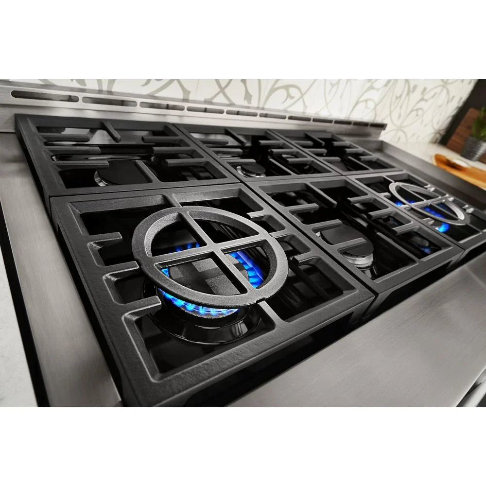 KitchenAid KFGC558JPA 48'' Smart Commercial-Style Gas Range with Griddle Passion Red