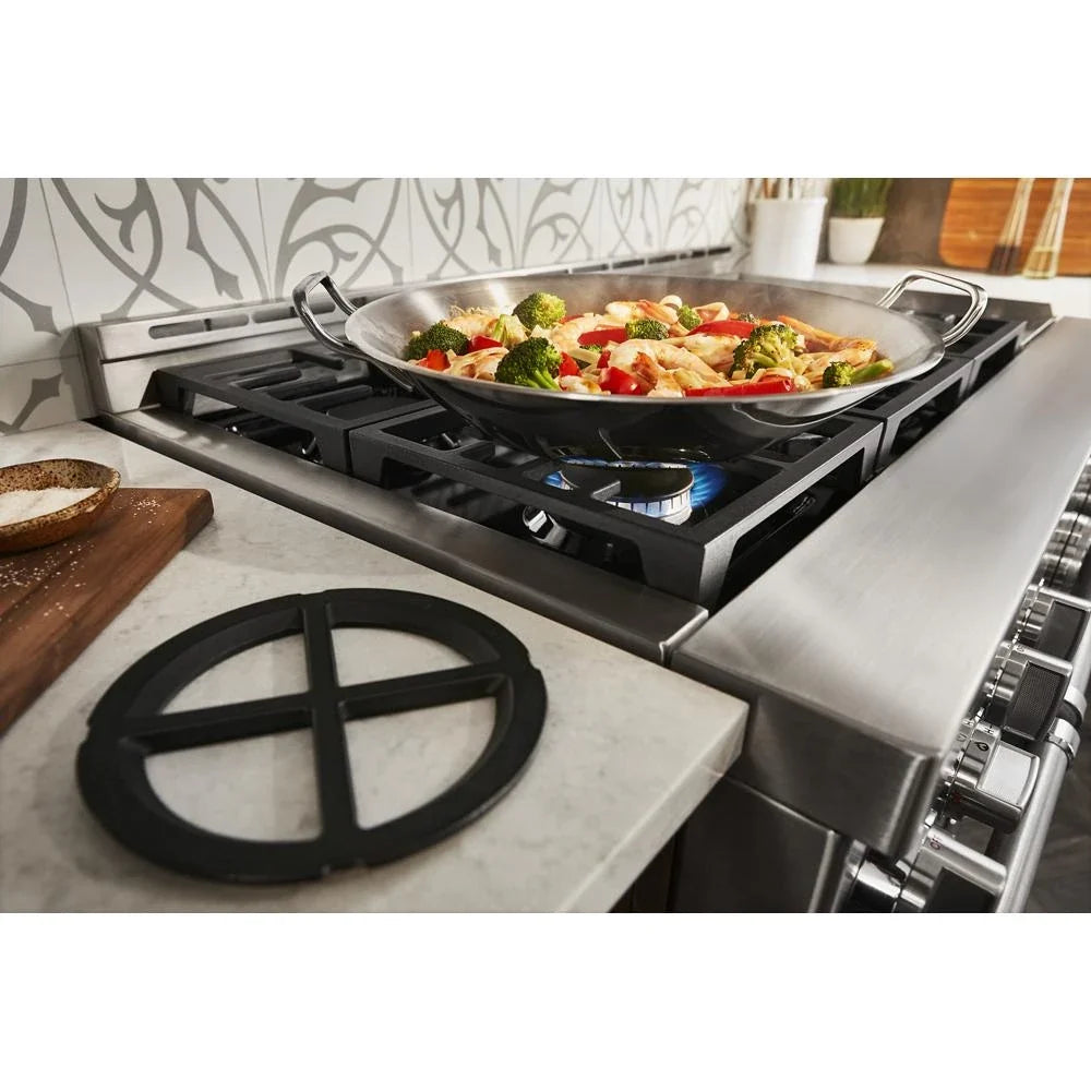 KitchenAid KFGC558JPA 48'' Smart Commercial-Style Gas Range with Griddle Passion Red