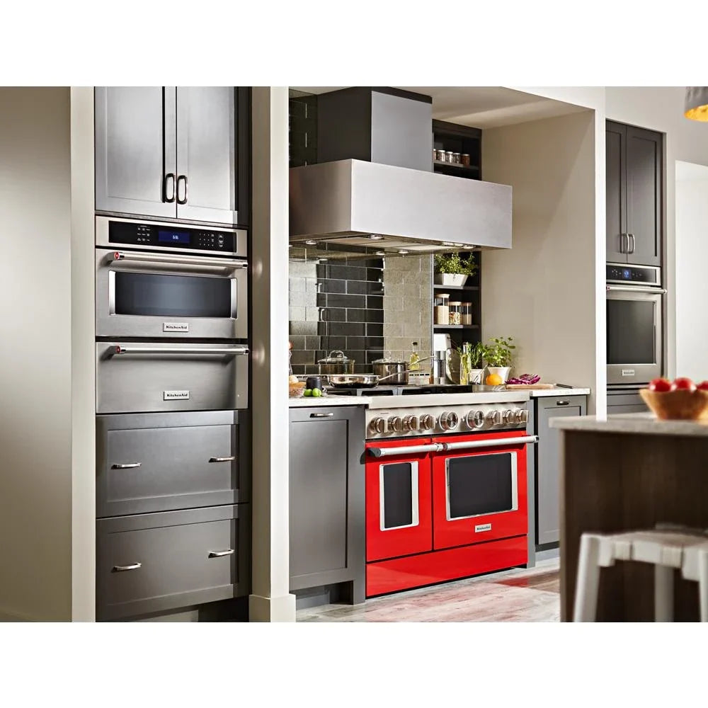 KitchenAid KFGC558JPA 48'' Smart Commercial-Style Gas Range with Griddle Passion Red