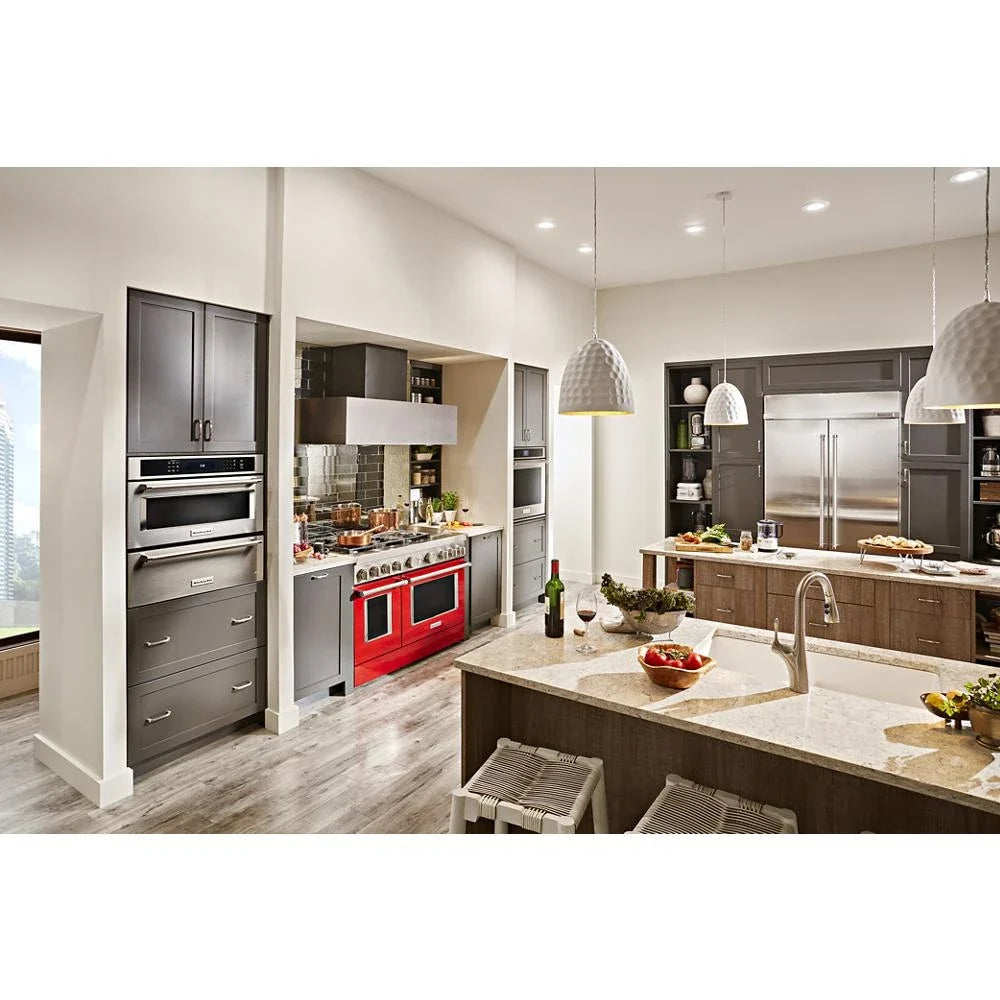 KitchenAid KFGC558JPA 48'' Smart Commercial-Style Gas Range with Griddle Passion Red