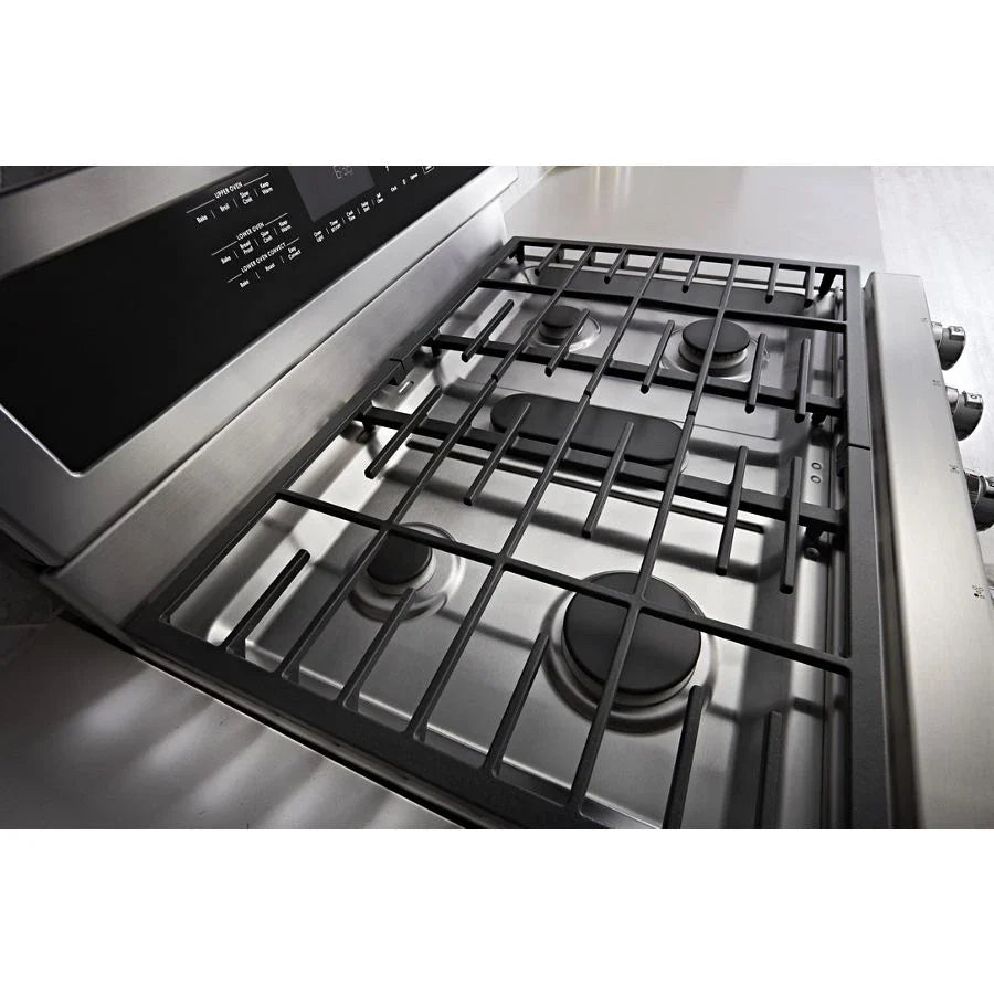 KitchenAid KFGD500ESS 30-inch 5 Burner Gas Double Oven Convection Range Stainless Steel