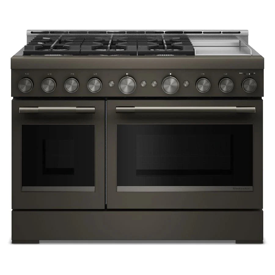 KitchenAid KFGD948SBE 48-Inch 6 Burner Commercial-Style Gas Range with Griddle Black Ore