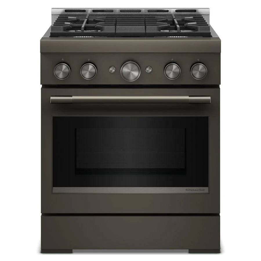 KitchenAid KFGS930SBE 30-Inch 4 Burner Commercial-Style Gas Range with No Preheat Air Fry Mode Black Ore
