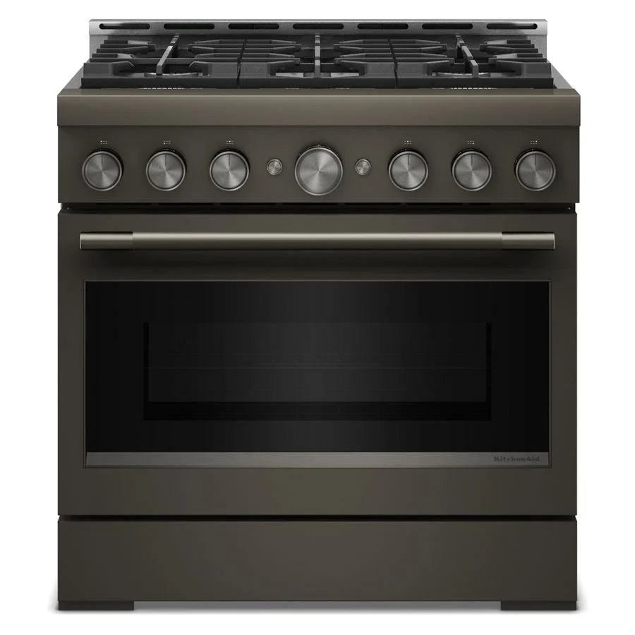 KitchenAid KFGS936SBE 36-Inch 6 Burner Commercial-Style Gas Range with No Preheat Air Fry Mode Black Ore