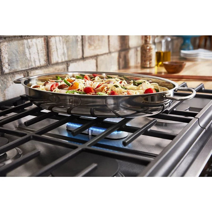 KitchenAid KSGB900ESS 30-inch 5 Burner Gas Convection Slide-in Range With Baking Drawer Stainless Steel
