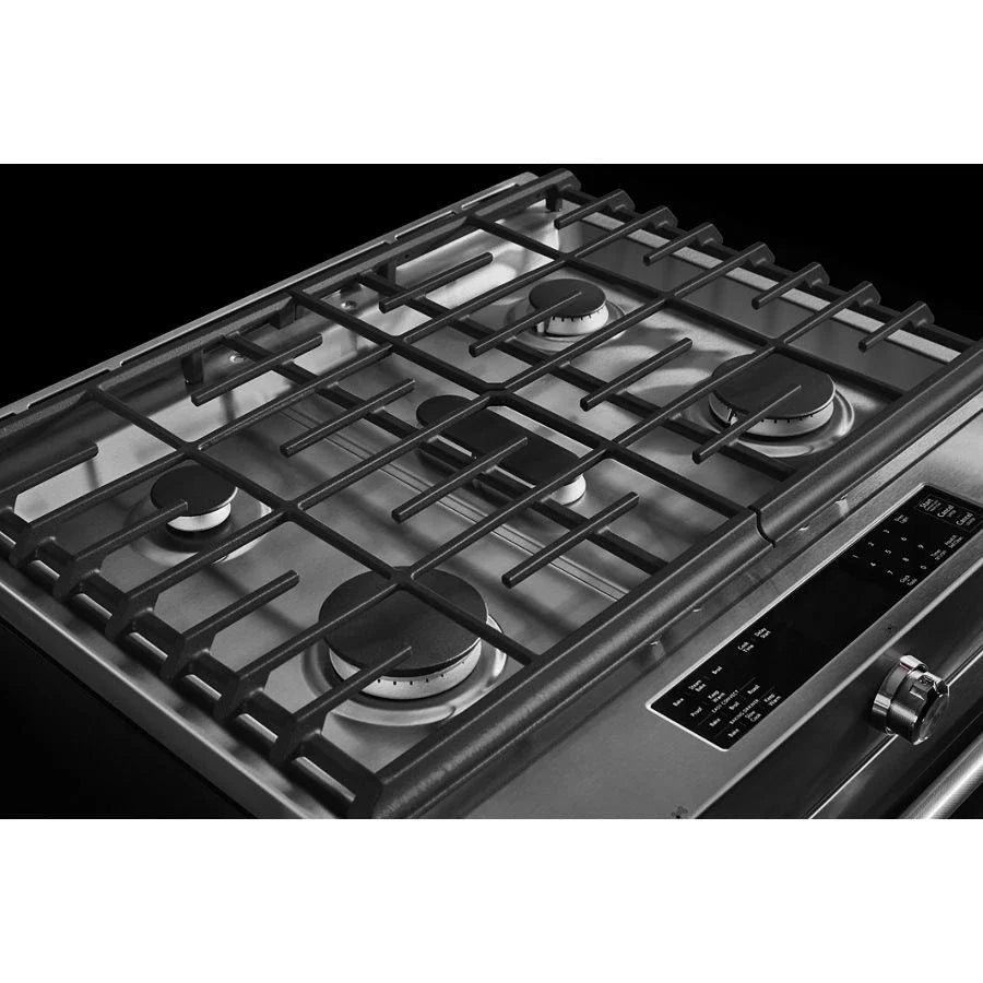 KitchenAid KSGB900ESS 30-inch 5 Burner Gas Convection Slide-in Range With Baking Drawer Stainless Steel