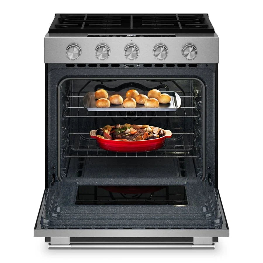 KitchenAid KSGS330SPS 5.0 Cu. Ft. Smart Slide-in Gas Range With Convection Cooking Modes PrintShield™ Stainless Finish