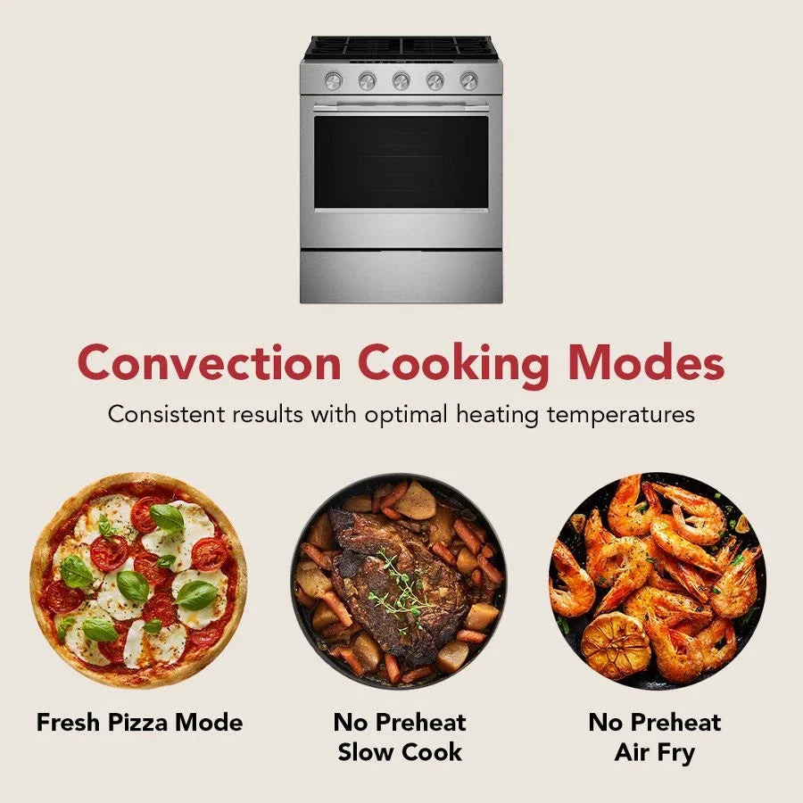KitchenAid KSGS330SPS 5.0 Cu. Ft. Smart Slide-in Gas Range With Convection Cooking Modes PrintShield™ Stainless Finish