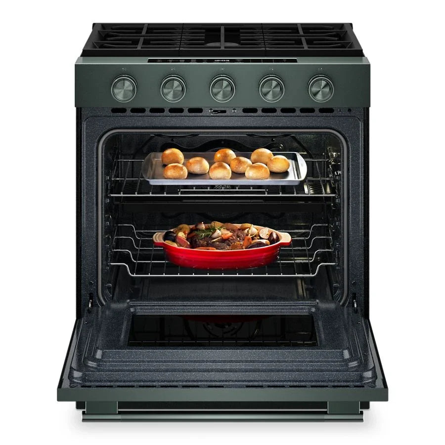 KitchenAid KSGS530SJP 5.0 Cu. Ft. Smart Slide-in Gas Range with Convection Cooking Modes and 2-in-1 Burner Juniper