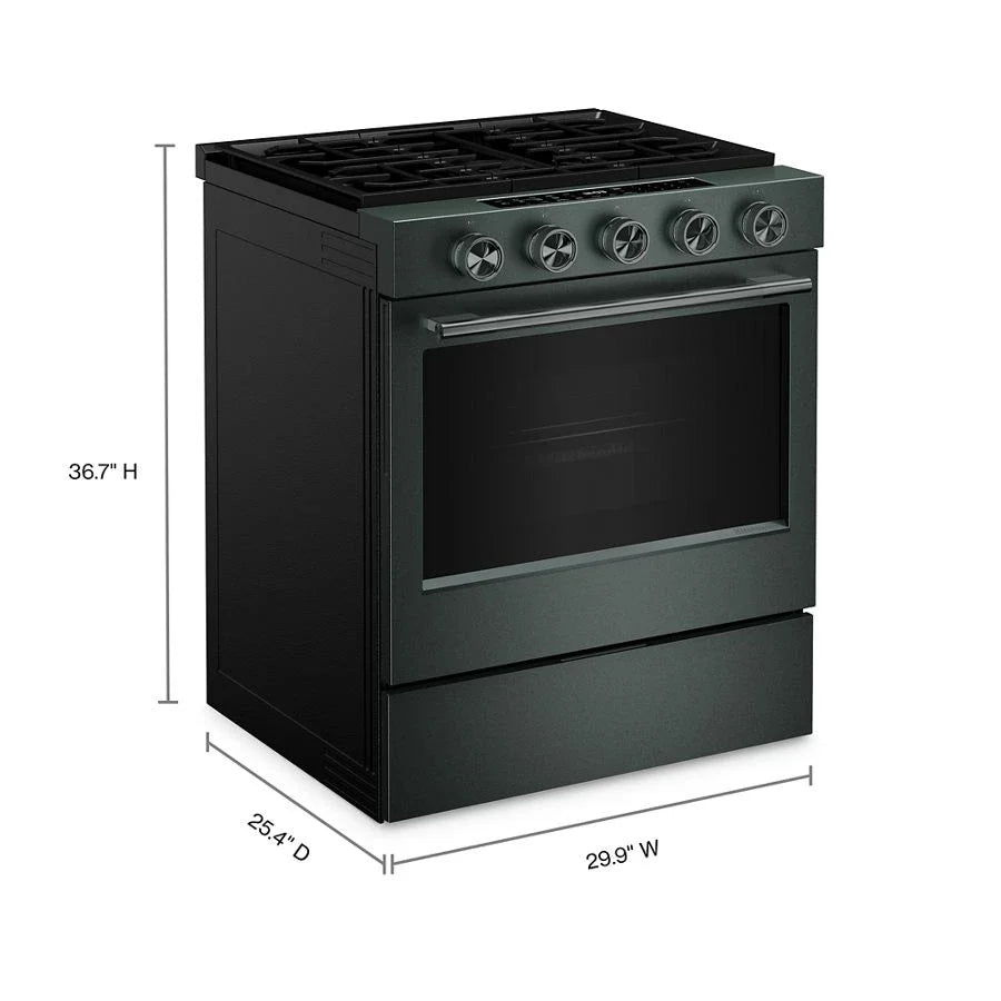 KitchenAid KSGS530SJP 5.0 Cu. Ft. Smart Slide-in Gas Range with Convection Cooking Modes and 2-in-1 Burner Juniper