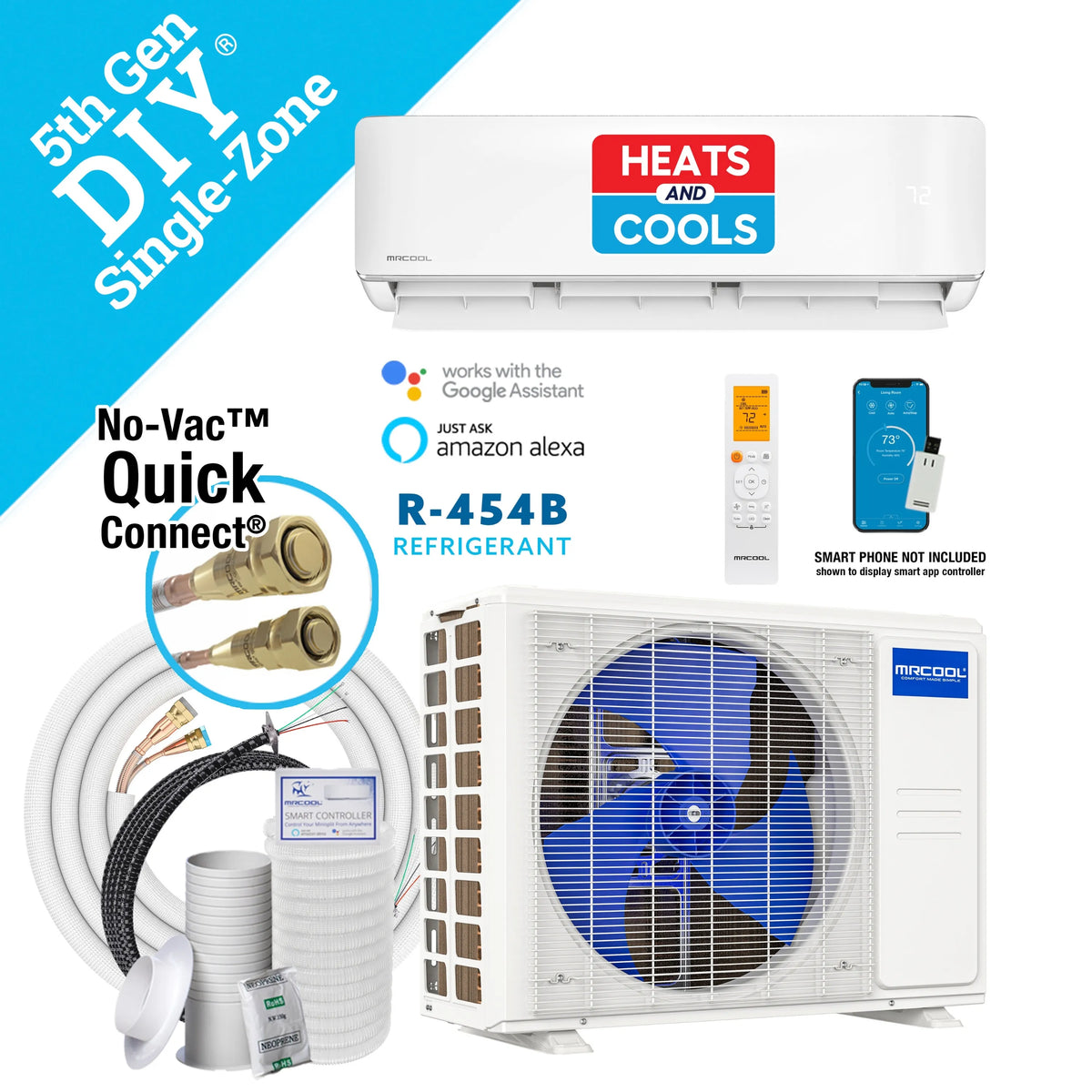 MRCOOL DIY® 5th Gen E Star 36,000 BTU Single Zone Mini Split Complete System with 25 Ft. Line Set, 230V (DIY-36-HP-WM-230D25-O)
