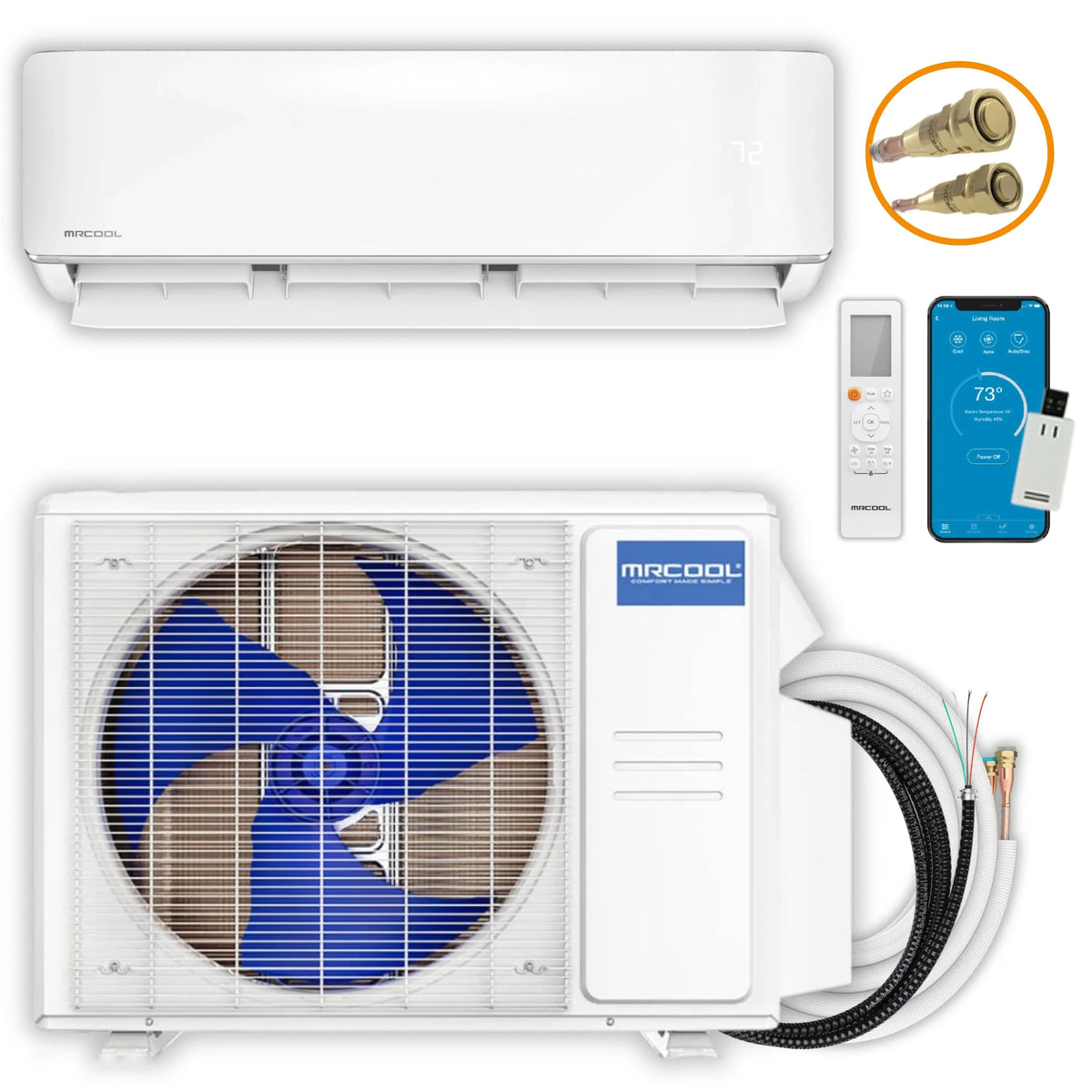 MRCOOL DIY 5th Gen E Star Single Zone 12,000 BTU Mini Split Complete System, 115V, 25 Ft. Line Set (DIY-12-HP-WM-115D25-O)
