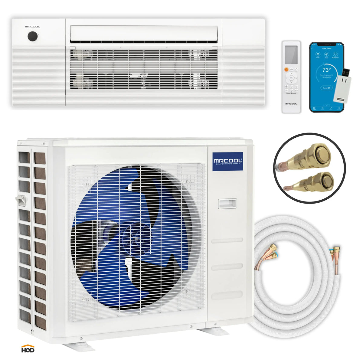 MRCOOL DIY® 5th Gen Hyper Heat 18,000 BTU Ceiling Cassette Mini Split System, 230V with 25 Ft. Line Set (DIYHH-18-HP-CS-230D25-O)