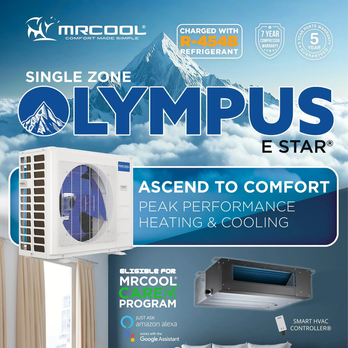 MRCOOL 4th Gen Olympus E Star 24,000 BTU Single Zone Mini Split with Ducted Air Handler and Heat Pump Condenser