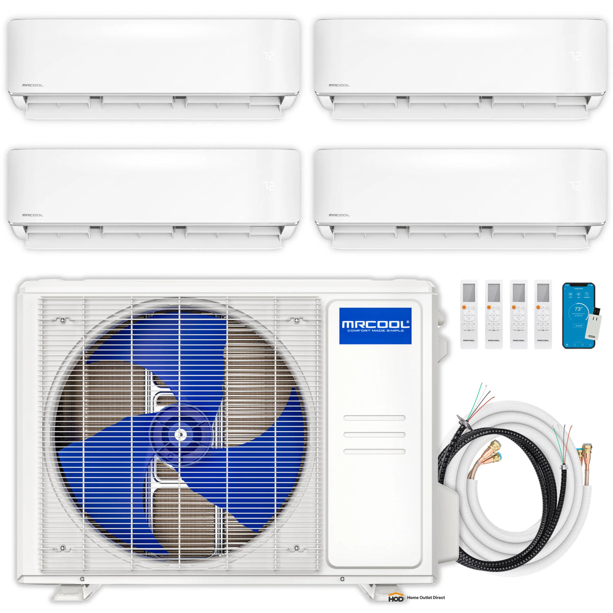 MRCOOL DIY 5th Gen Mini Split - 4-Zone 27,000 BTU Ductless Air Conditioner and Heat Pump Condenser with 6K + 6K + 6K + 6K Wall Mount Air Handlers