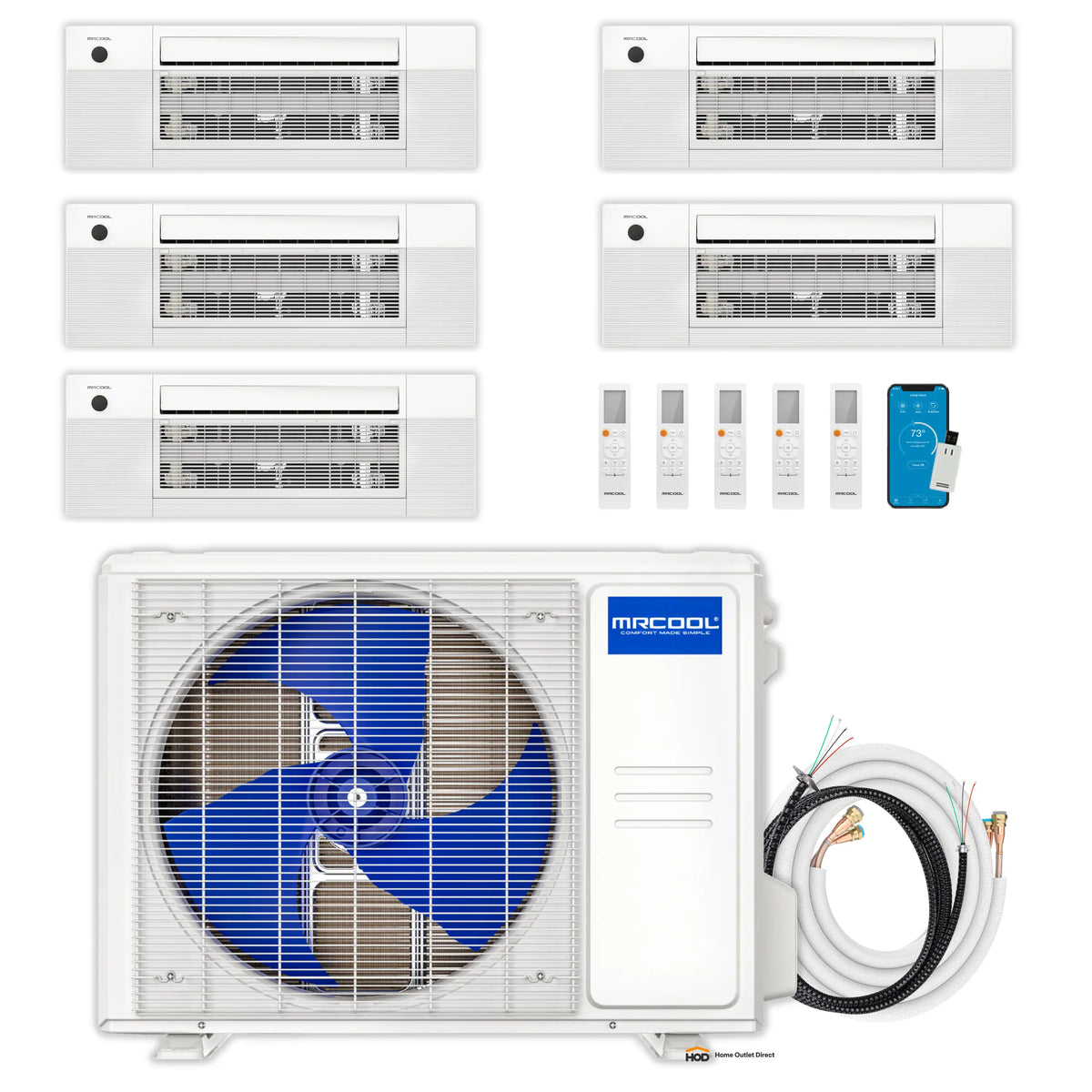 MRCOOL DIY 5th Gen Mini Split - 5-Zone 36,000 BTU Ductless Air Conditioner and Heat Pump Condenser with 18K + 6K + 6K + 6K + 6K Ceiling Cassette Air Handlers