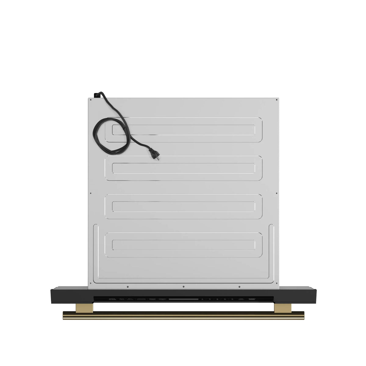Forno 4-Piece Appliance Package - 48-Inch Gas Range, 60-Inch Convertible Refrigerator with Modern Grille Trim, Dishwasher, and 30-Inch Microwave Drawer in Black with Antique Brass Trim