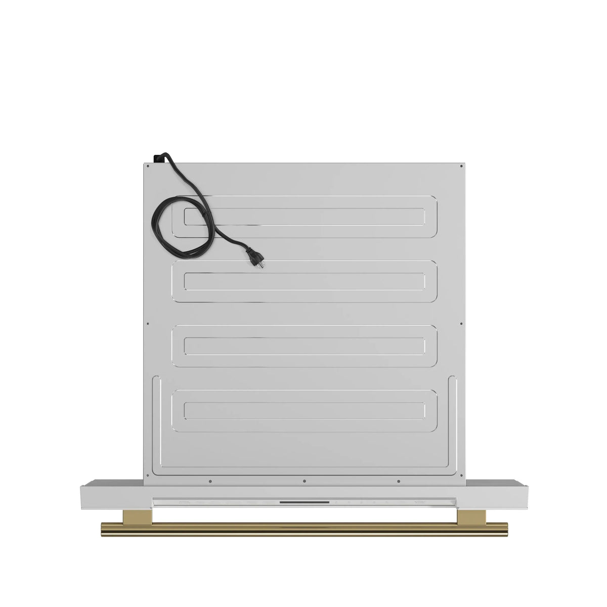 Forno 5-Piece Appliance Package - 48-Inch Gas Range, Wall Mount Range Hood, 36-Inch Refrigerator, Dishwasher, and 30-Inch Microwave Drawer in White with Antique Brass Trim
