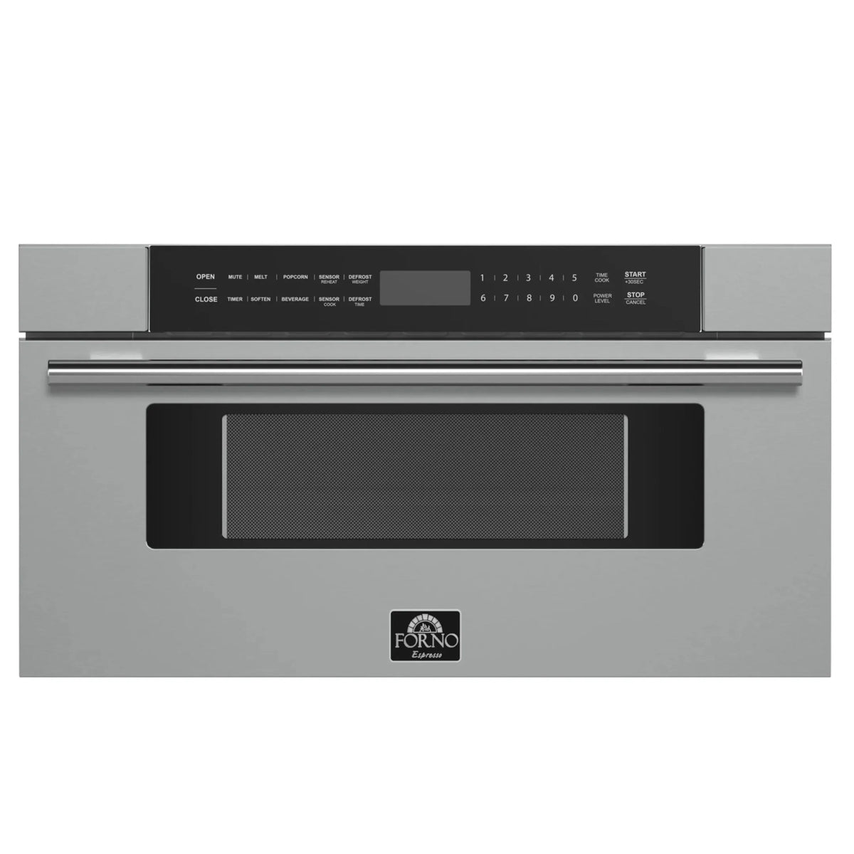 Forno 5-Piece Appliance Package - 36-inch Gas Range, Hood, Refrigerator, Dishwasher and 30-Inch Microwave Drawer in Stainless Steel