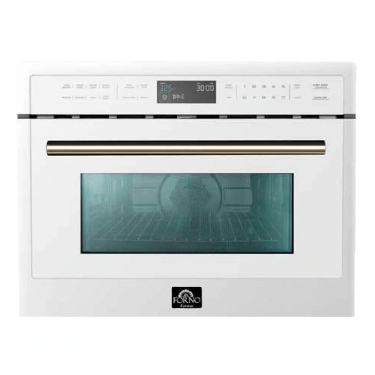 Forno Oliena Espresso 24-Inch 1.6 Cu.ft Microwave Oven in White with Antique Brass Handle (FMWDR3093-24WHT)