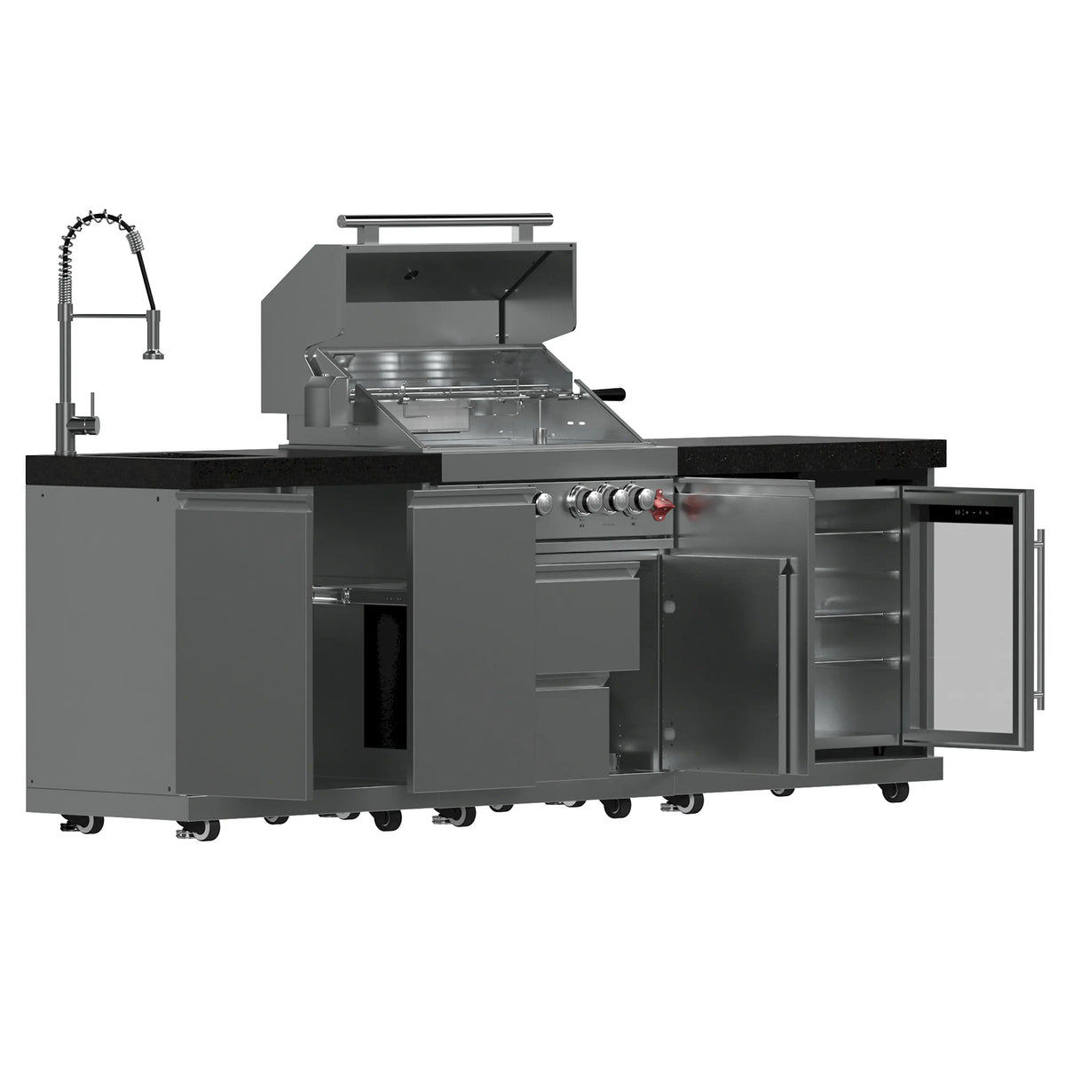 Forno Bulnes outdoor kitchen FODKT2506BLK - left angle open