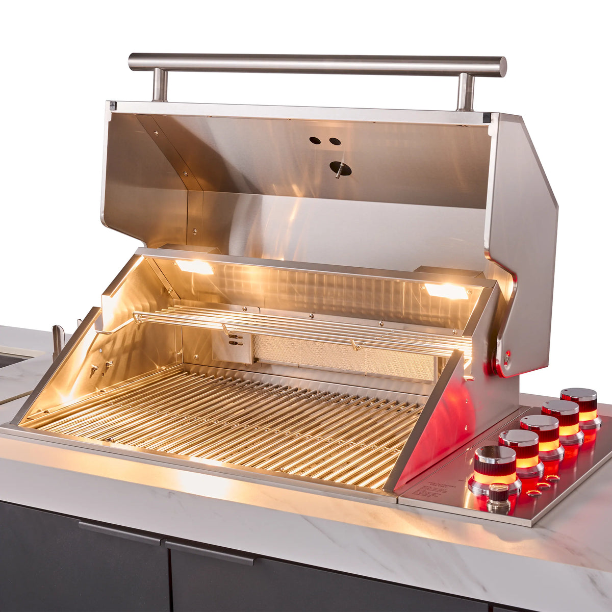 Forno Rimini outdoor kitchen FODKT2575WHT - right angle hood open