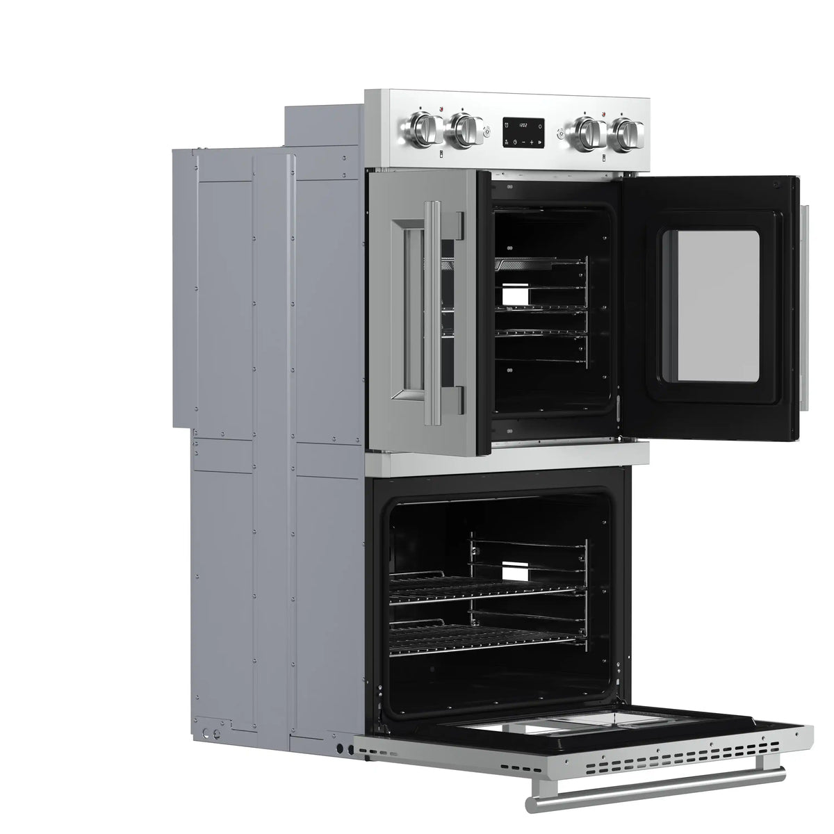 Forno 3-Piece Appliance Package - 48-Inch Spezia Gas Rangetop, French Door Double Wall Oven & Microwave Oven in Stainless Steel
