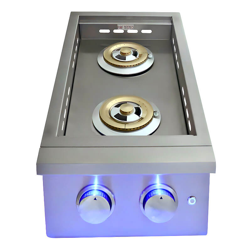 RCS Premier Series Stainless Steel Double Side Burner With LED Lights - RJCSSBL