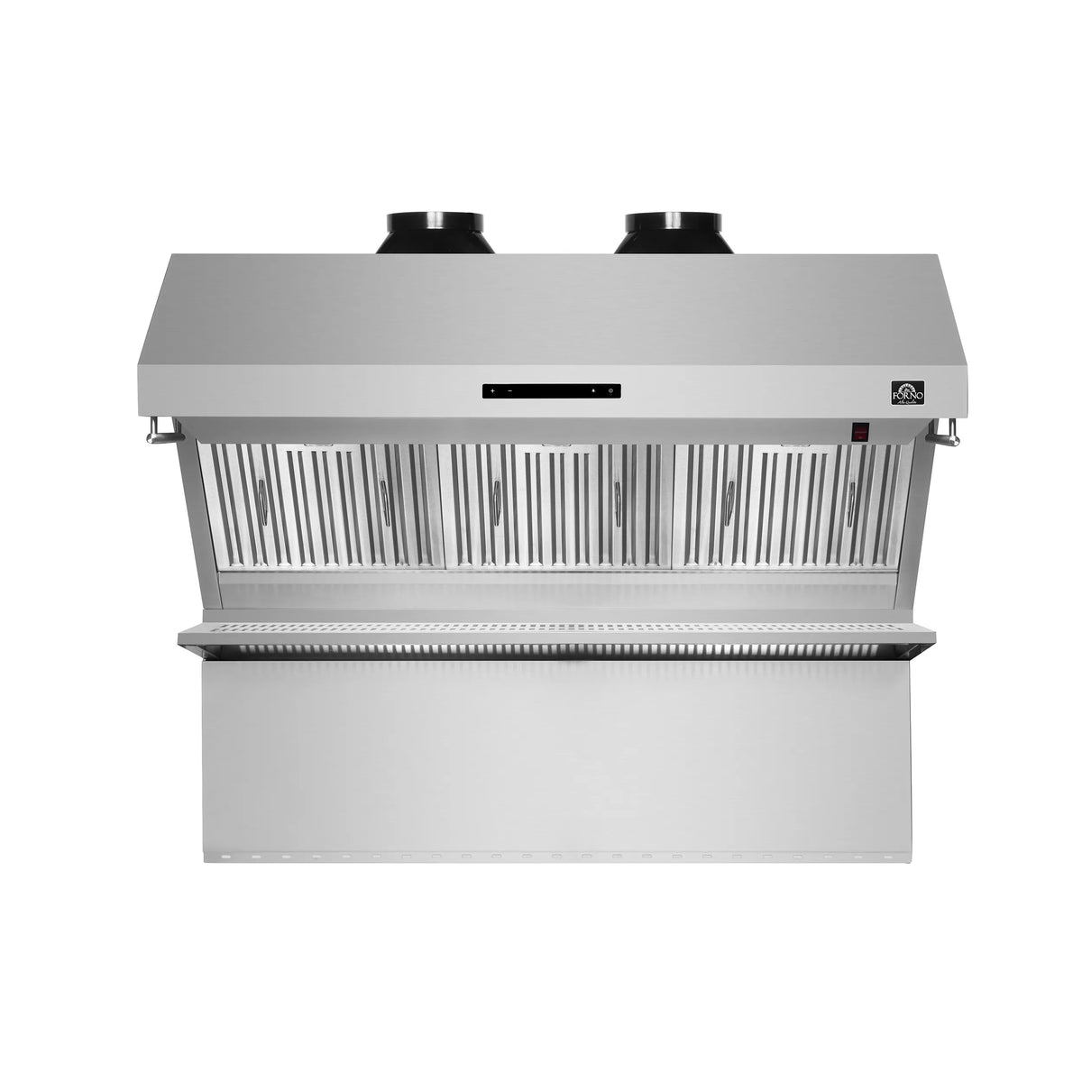 Forno 5-Piece Pro Appliance Package - 36-Inch Dual Fuel Range, Refrigerator, Wall Mount Hood with Backsplash, 24-Inch Microwave Oven, & 3-Rack Dishwasher in Stainless Steel