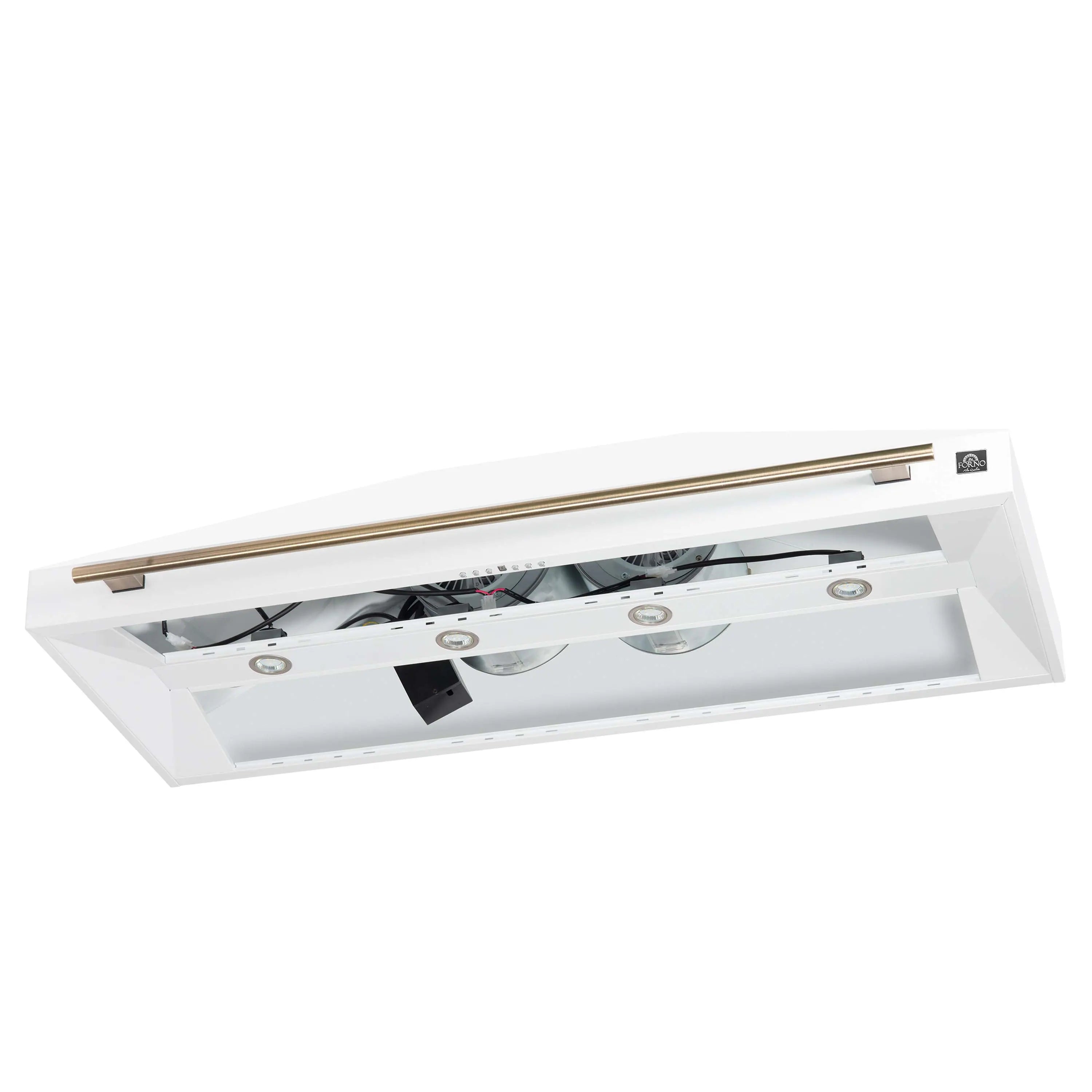 Forno Aria 60-Inch Wall Mount Range Hood in White with Antique Brass Handle (FRHWM5095-60WHT)
