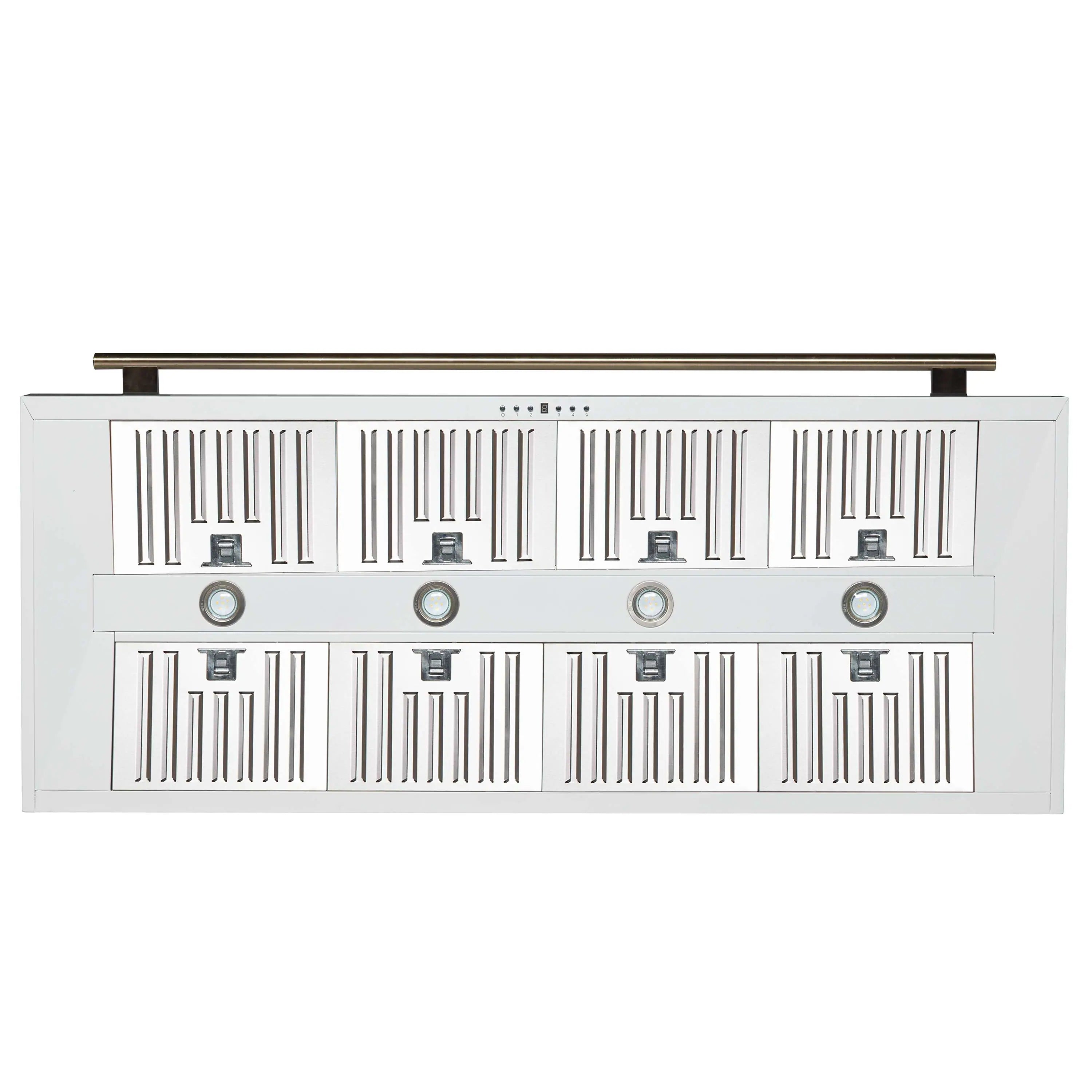 Forno Aria 60-Inch Wall Mount Range Hood in White with Antique Brass Handle (FRHWM5095-60WHT)