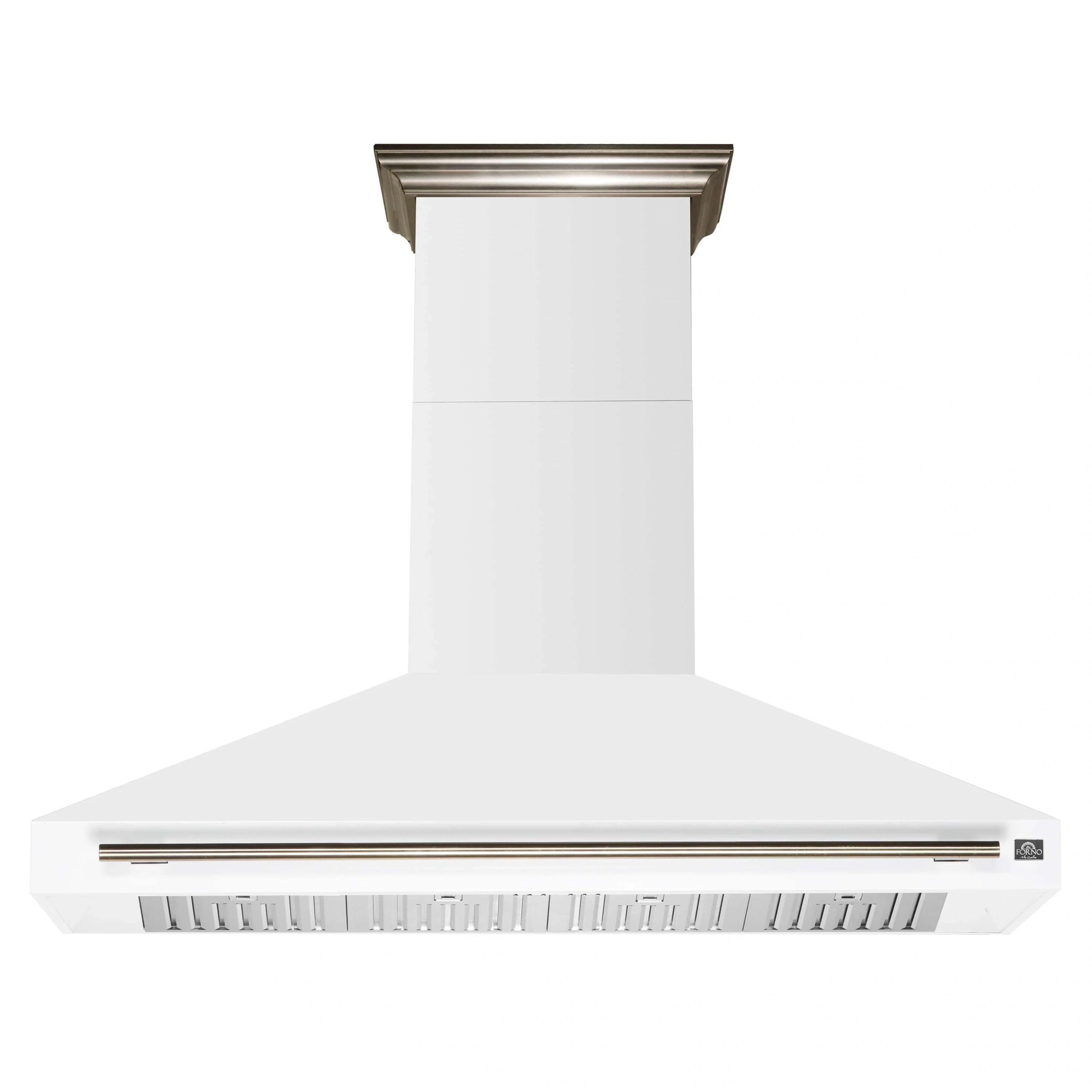 Forno Aria 60-Inch Wall Mount Range Hood in White with Antique Brass Handle (FRHWM5095-60WHT)