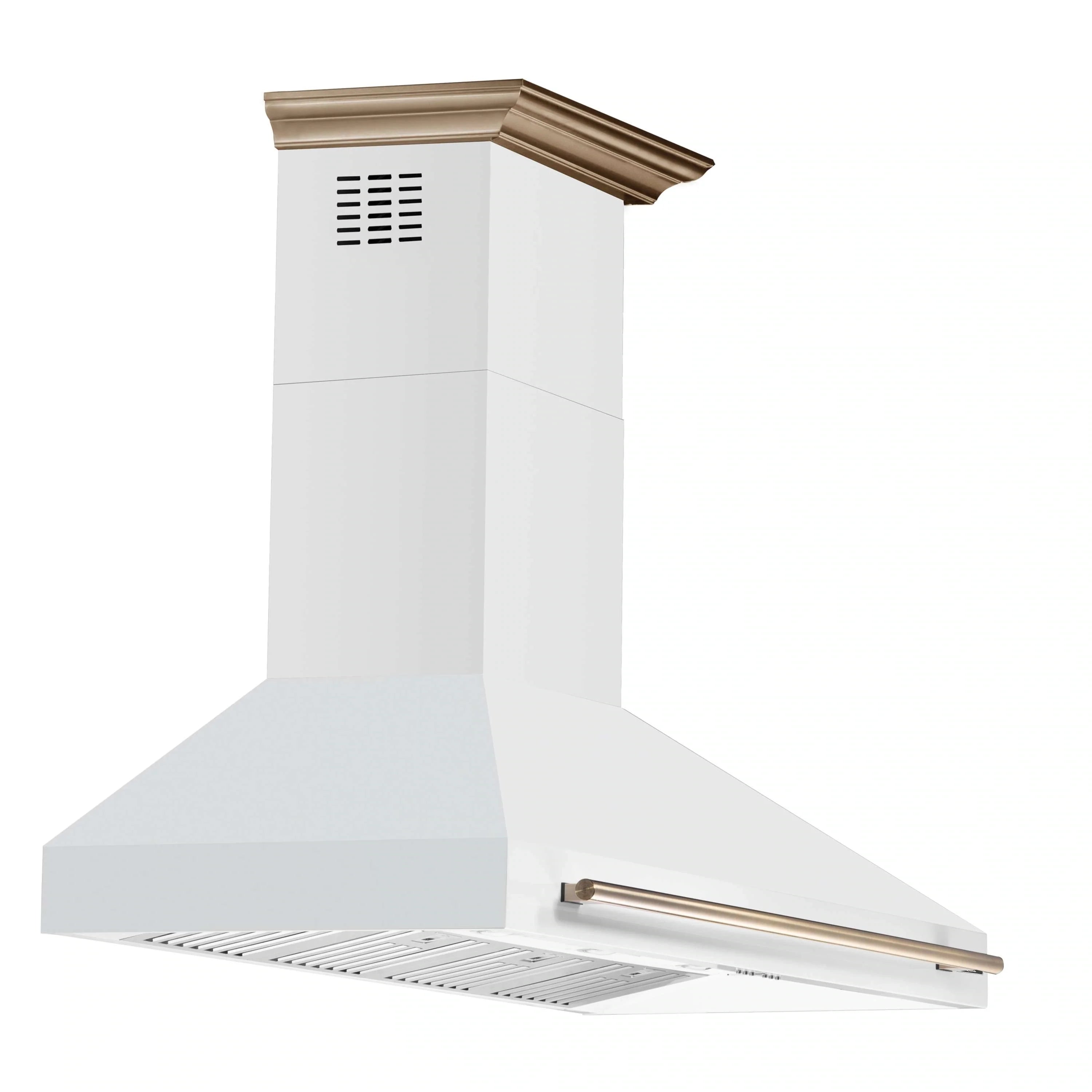 Forno Aria 60-Inch Wall Mount Range Hood in White with Antique Brass Handle (FRHWM5095-60WHT)