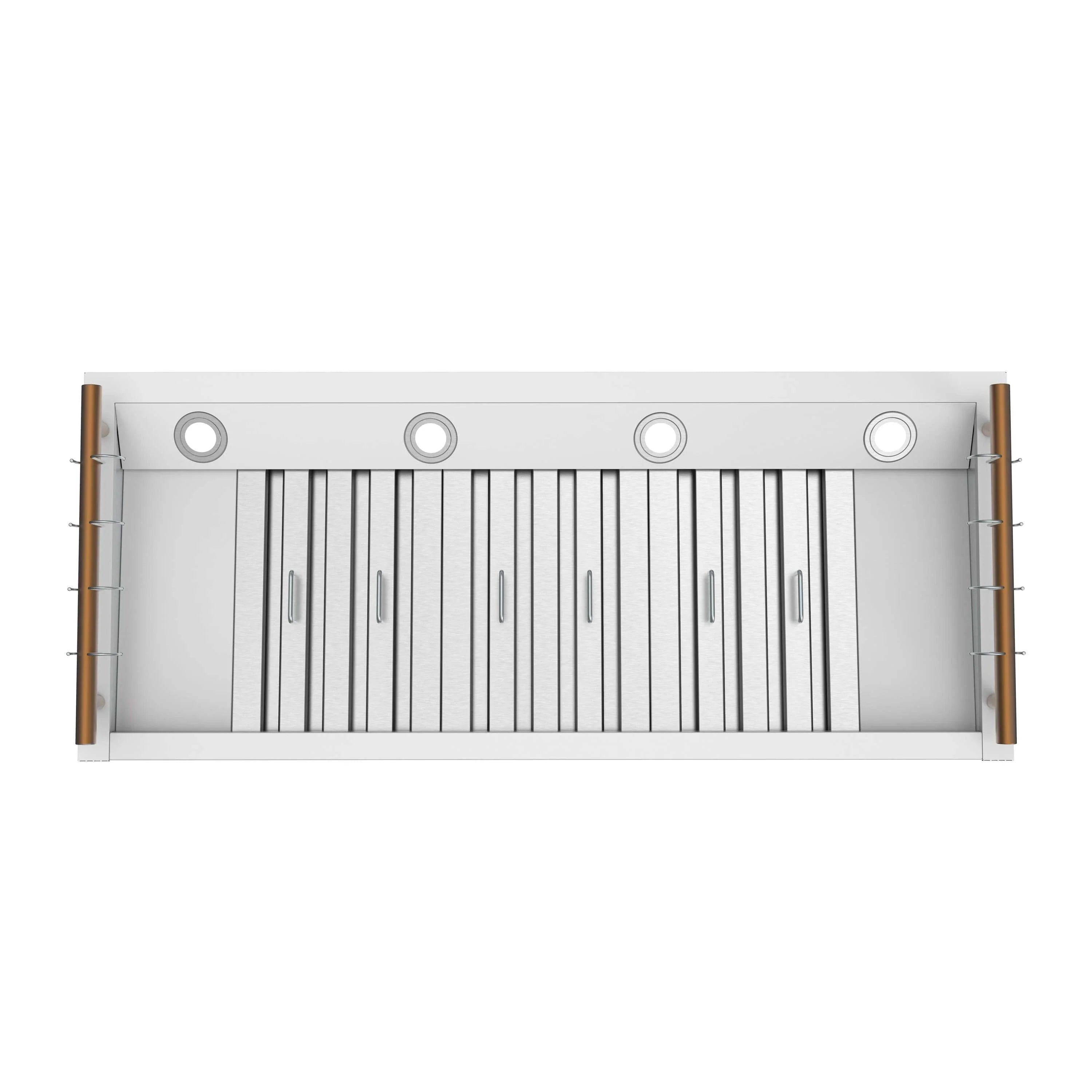 Forno Venezia 48-Inch Wall Mounted Range Hood with Touch Controls and Baffle Filters in White with Antique Brass Handle (FRHWM5503-48WHT)