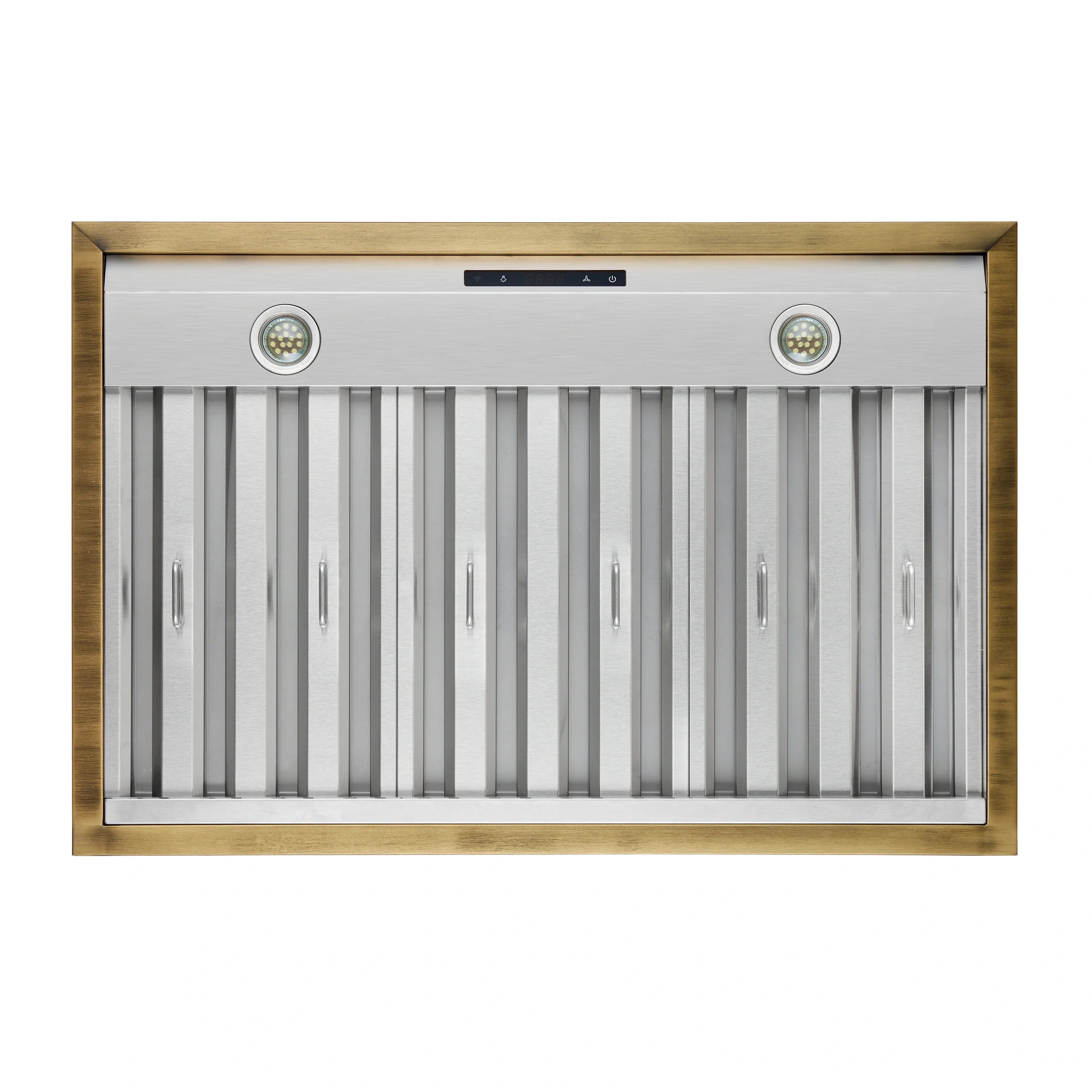 Forno Vittorio 36-Inch 600 CFM Wall Mount Range Hood in White with Antique Brass Trim (FRHWM5078-36WHT)