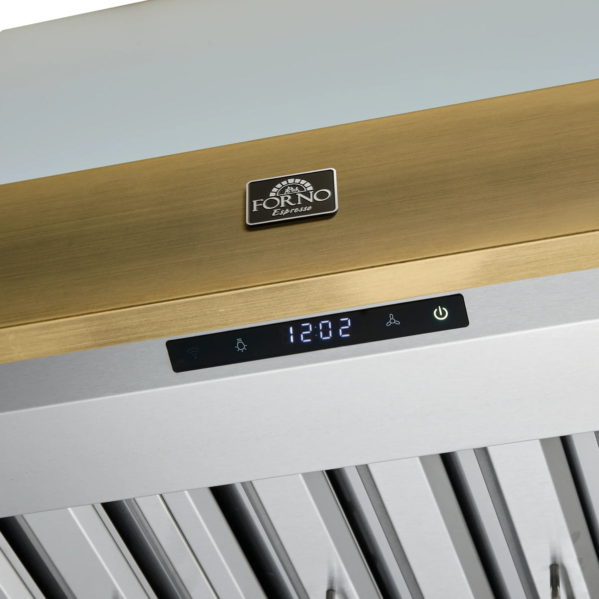 Forno 4-Piece Appliance Package - 36-Inch Galiano Dual Fuel Range, Wall Mount Range Hood, 60-Inch Refrigerator, Dishwasher in White with Antique Brass Trim
