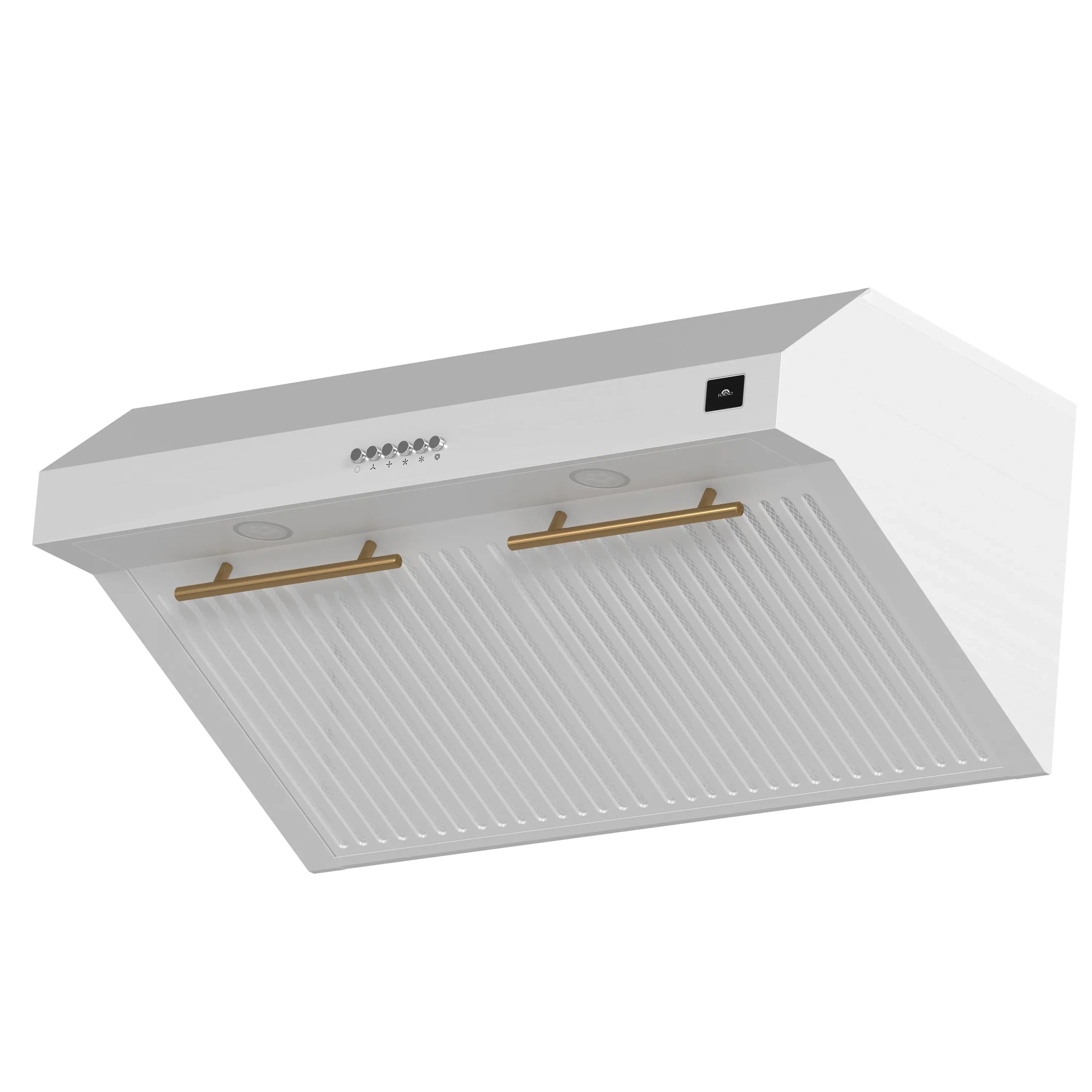 Forno 30-Inch Bari Espresso Under Cabinet Range Hood with 400 CFM in White with Antique Brass Trim (FRHUC5255-30WHT)