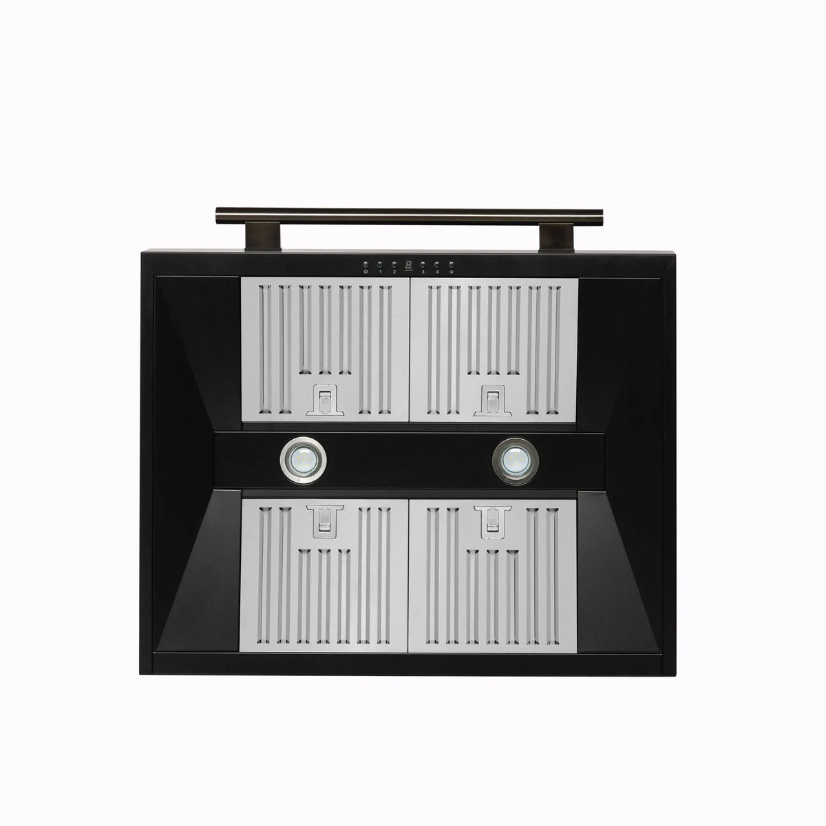 Forno 5-Piece Appliance Package - 30-inch Gas Range, Hood, Refrigerator, Dishwasher and 30-Inch Microwave Drawer in Black with Antique Brass Trim