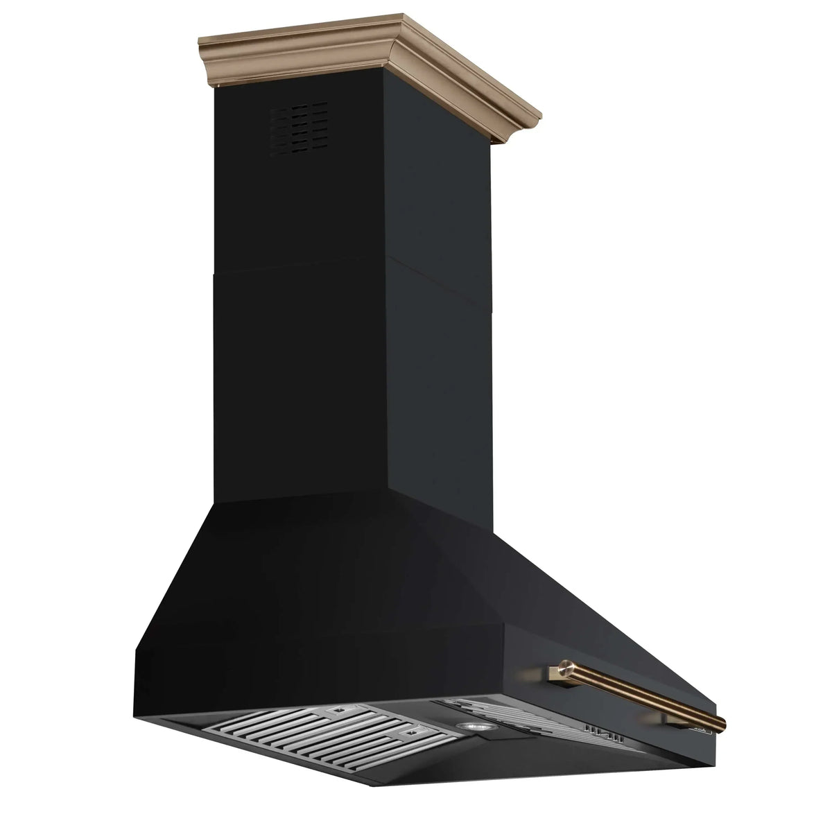 Forno 5-Piece Appliance Package - 30-inch Gas Range, Hood, Refrigerator, Dishwasher and 30-Inch Microwave Drawer in Black with Antique Brass Trim