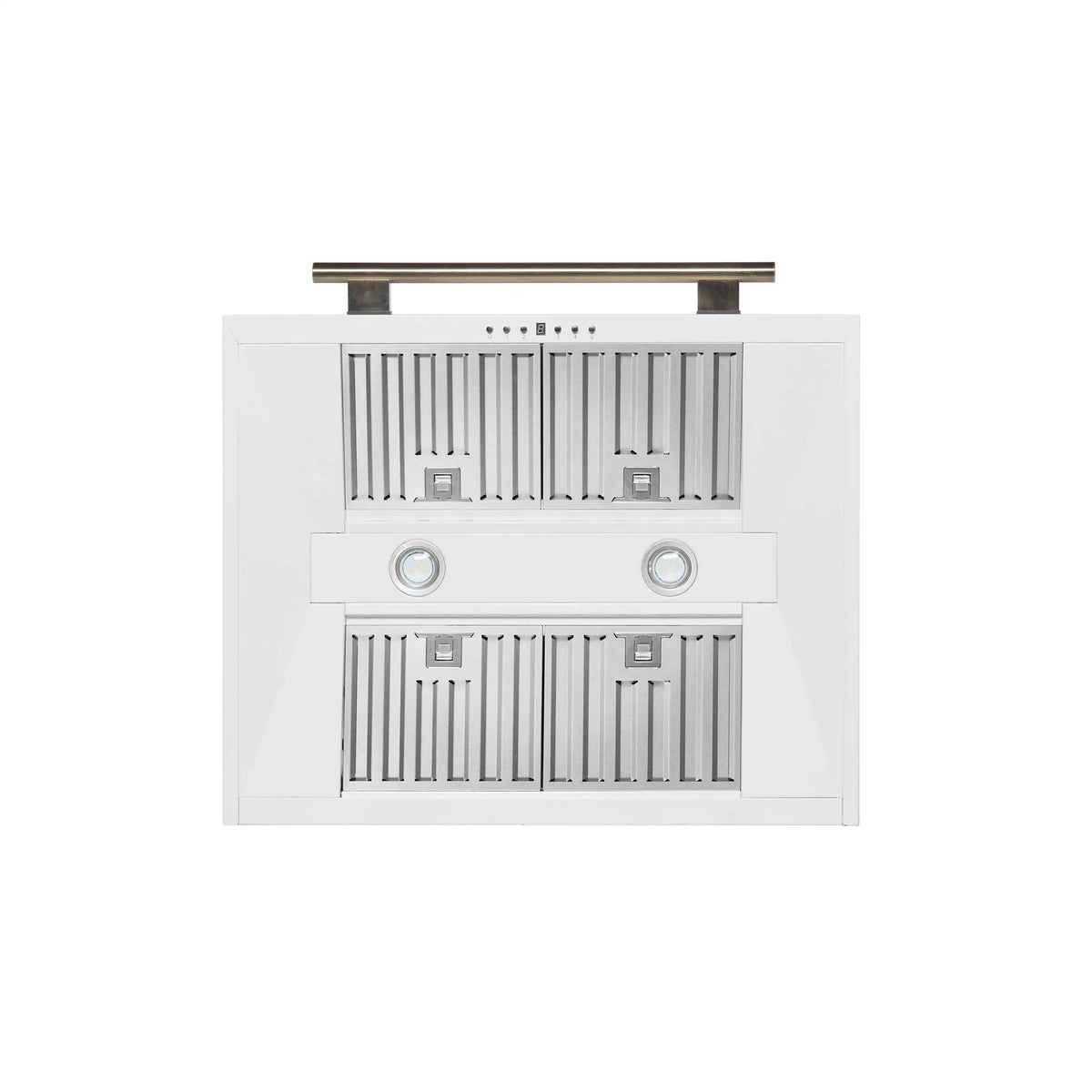 Forno 5-Piece Appliance Package - 30-Inch Electric Range, Wall Mount Range Hood, 60-Inch Refrigerator, Dishwasher, and 30-Inch Microwave Drawer in White with Antique Brass Trim