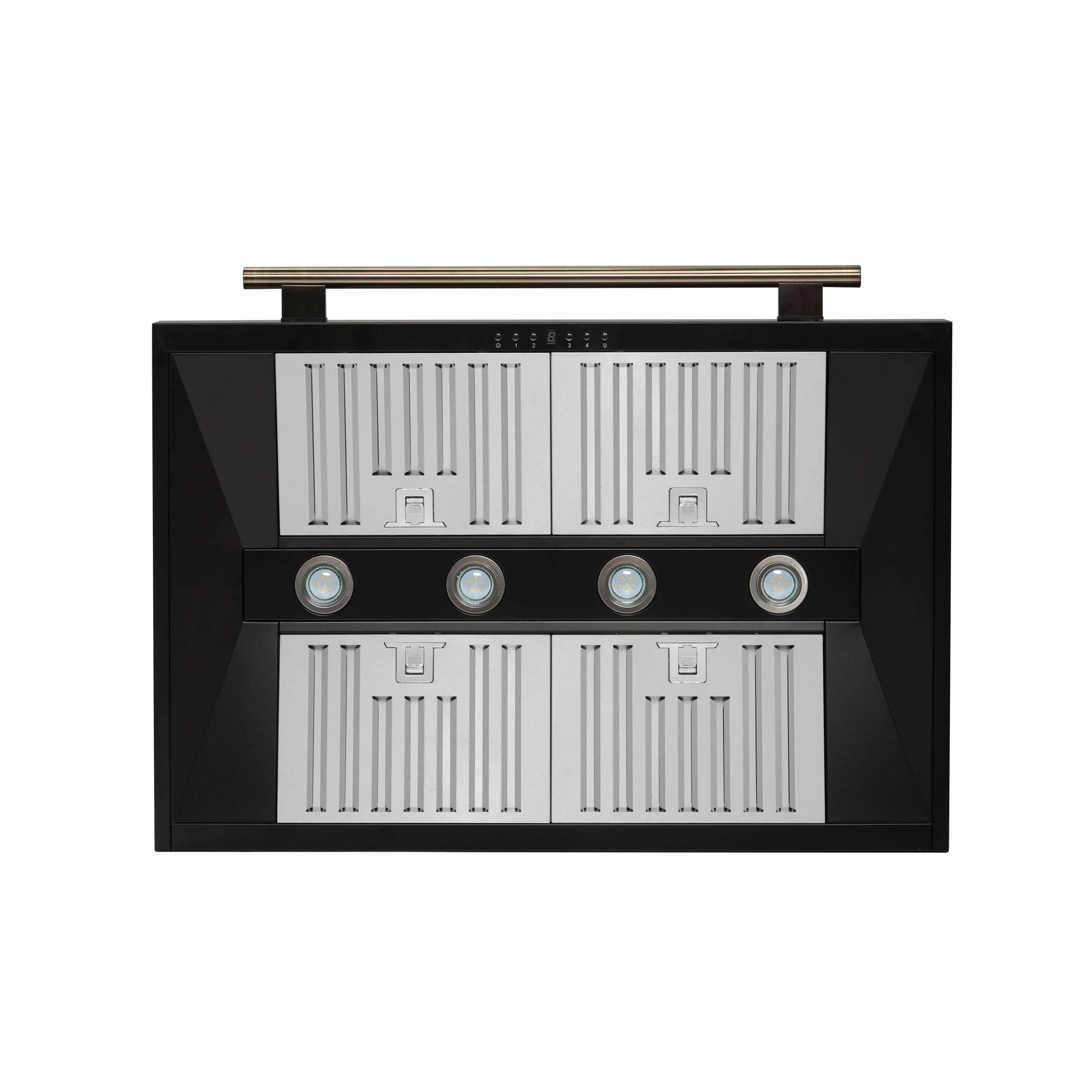 Forno Aria 36-Inch Wall Mount Range Hood in Black with Brass Handle (FRHWM5095-36BLK)