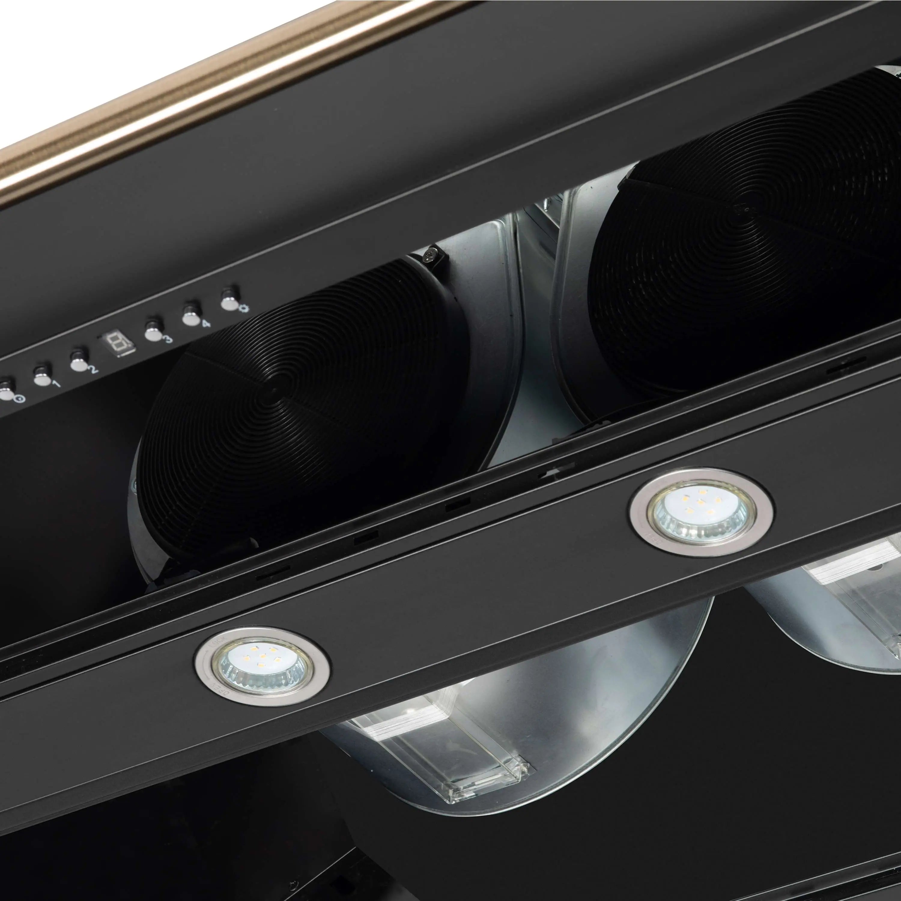 Forno Aria 48-Inch Wall Mount Range Hood in Black with Brass Handle (FRHWM5095-48BLK)