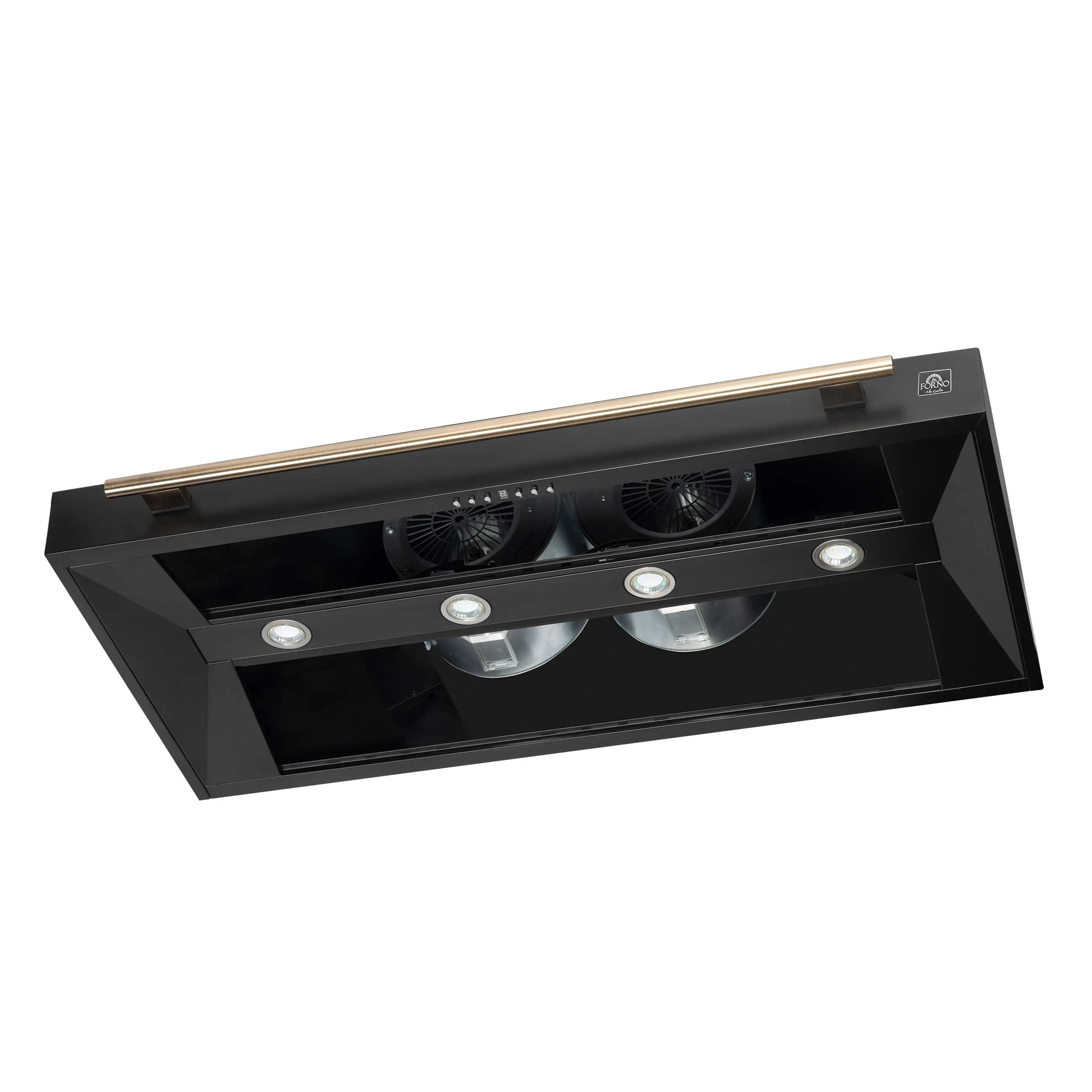 Forno Aria 48-Inch Wall Mount Range Hood in Black with Brass Handle (FRHWM5095-48BLK)