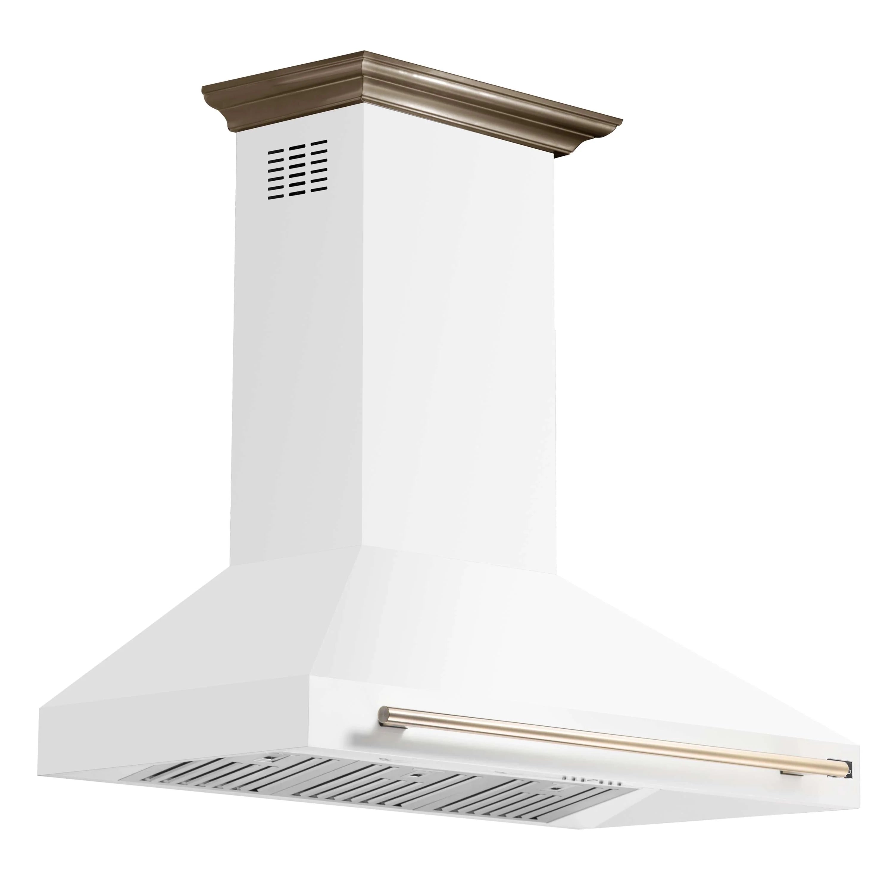 Forno Aria 48-Inch Wall Mount Range Hood in White with Antique Brass Handle (FRHWM5095-48WHT)
