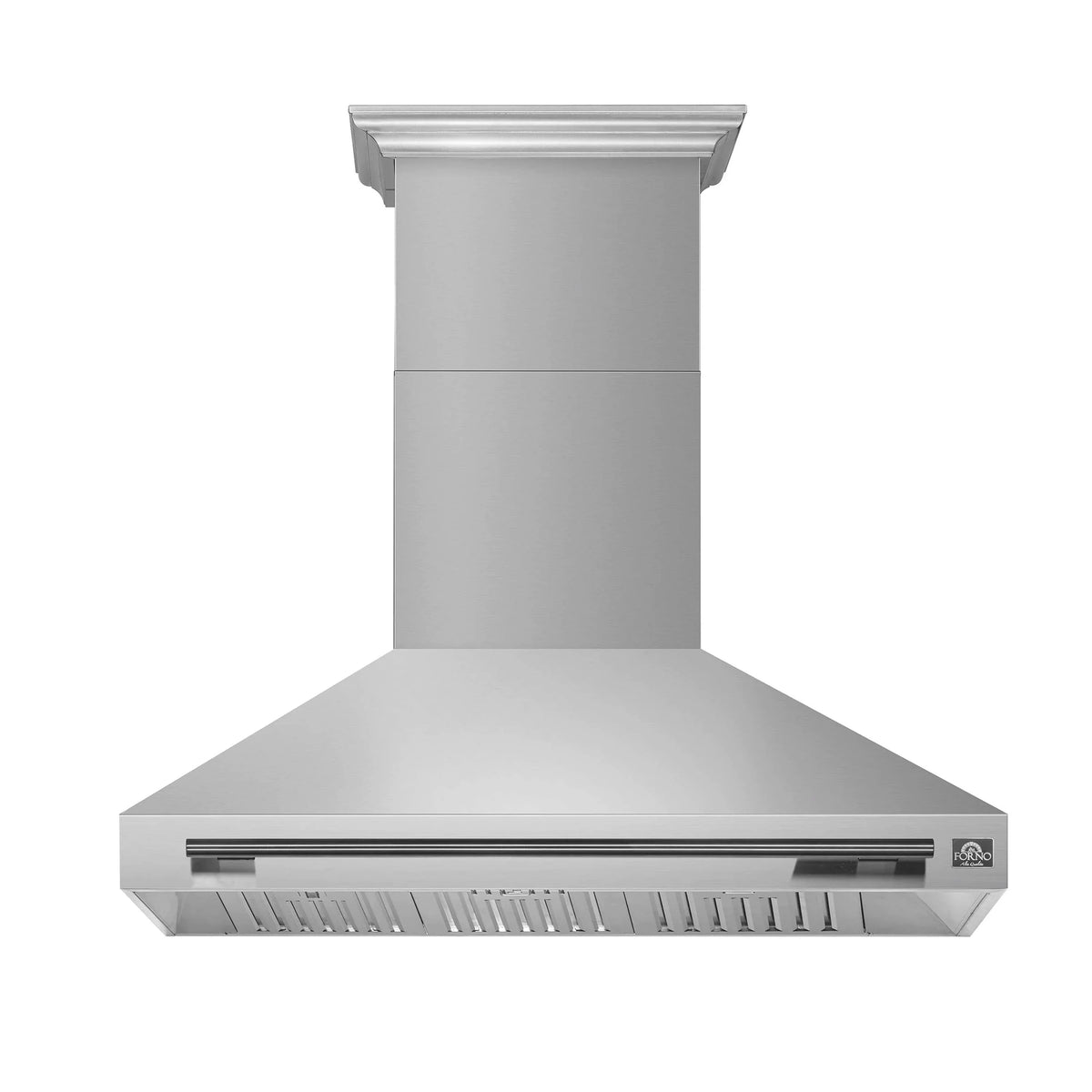 Forno 5-Piece Appliance Package - 48-Inch Dual Fuel Range, Wall Mount Range Hood, 36-Inch Refrigerator, Dishwasher, and 24-Inch Microwave Drawer in Stainless Steel